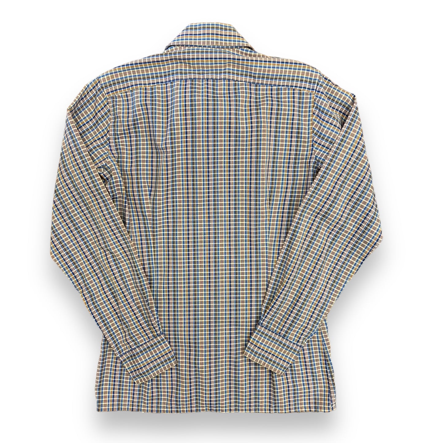 1980s Yves Saint Laurent Blue & Orange Plaid Button Up - Size Small