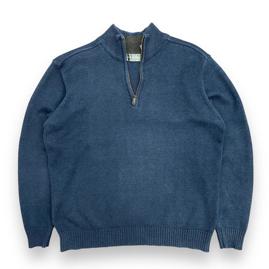 Oscar De La Renta Navy Blue Quarter Zip Sweater - Size XL