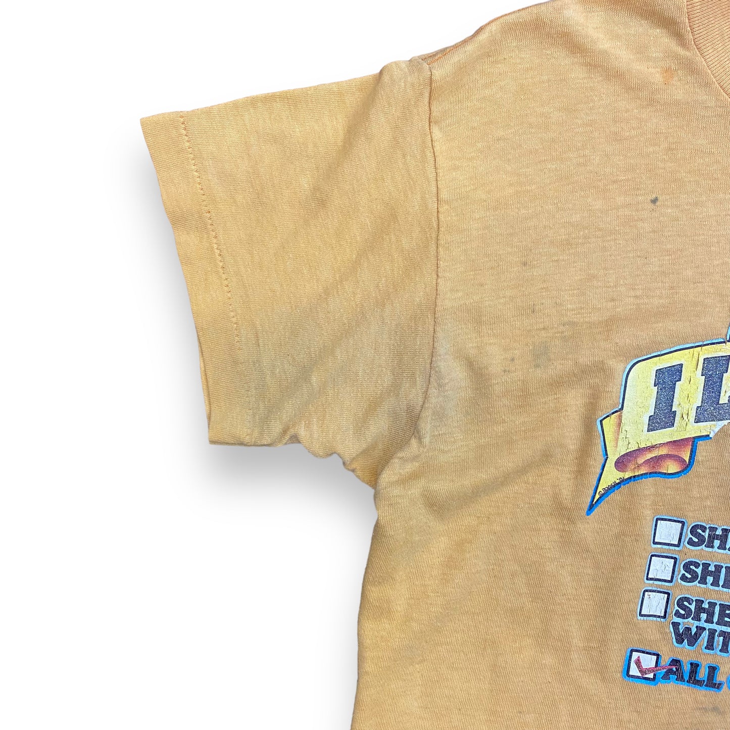 Vintage 1970s "I Love Her" Yellow Single Stitch Tee - Size Small