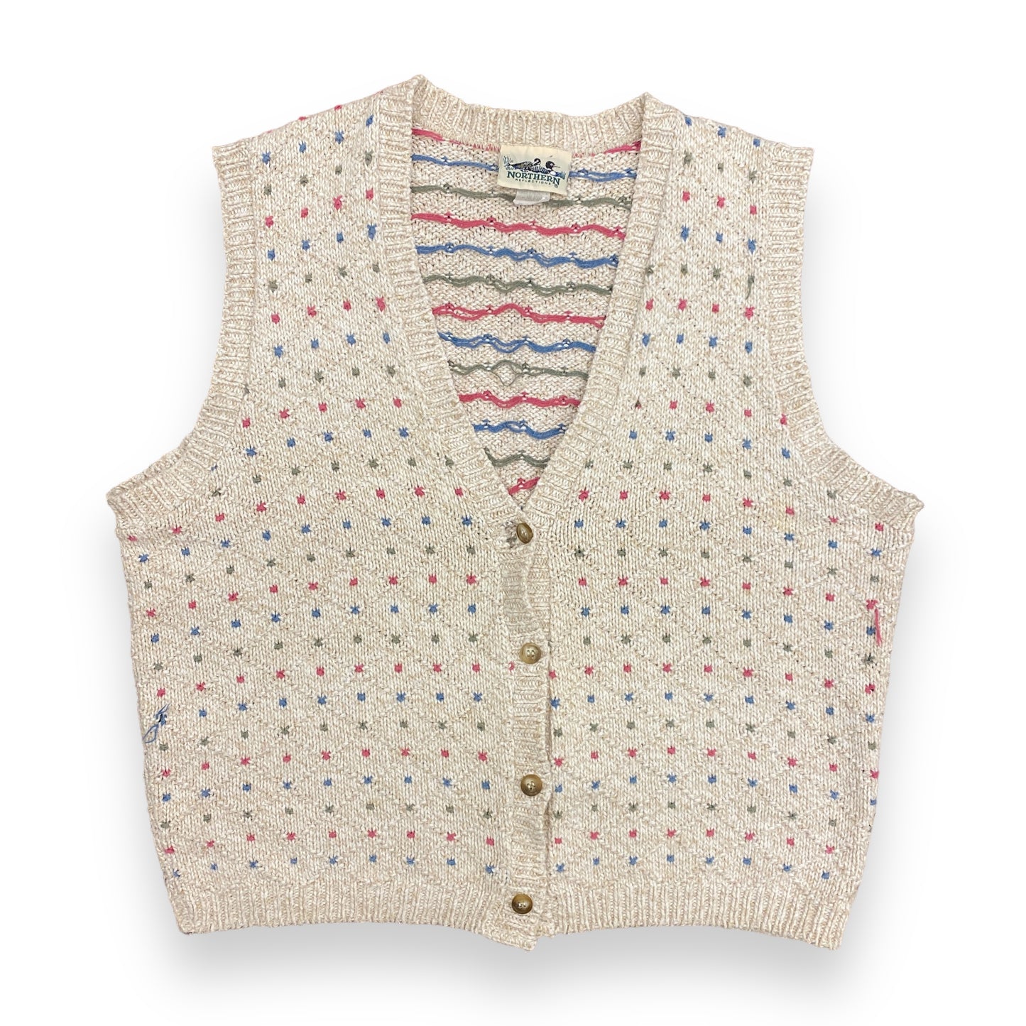 Vintage 1990s Northern Reflections Knit Cardigan Sweater Vest - Size Medium