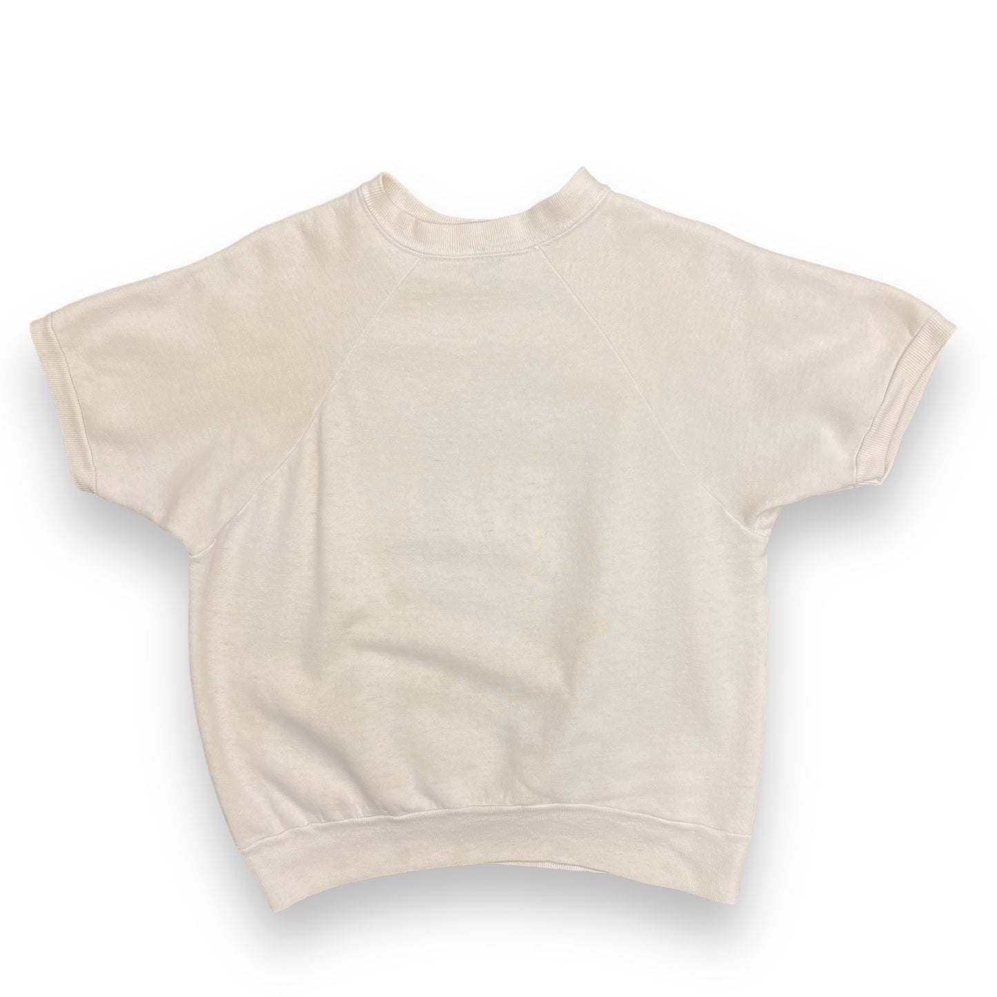 1960s/1970s Wrangler Light Cream Short Sleeve Sweatshirt - Size Medium