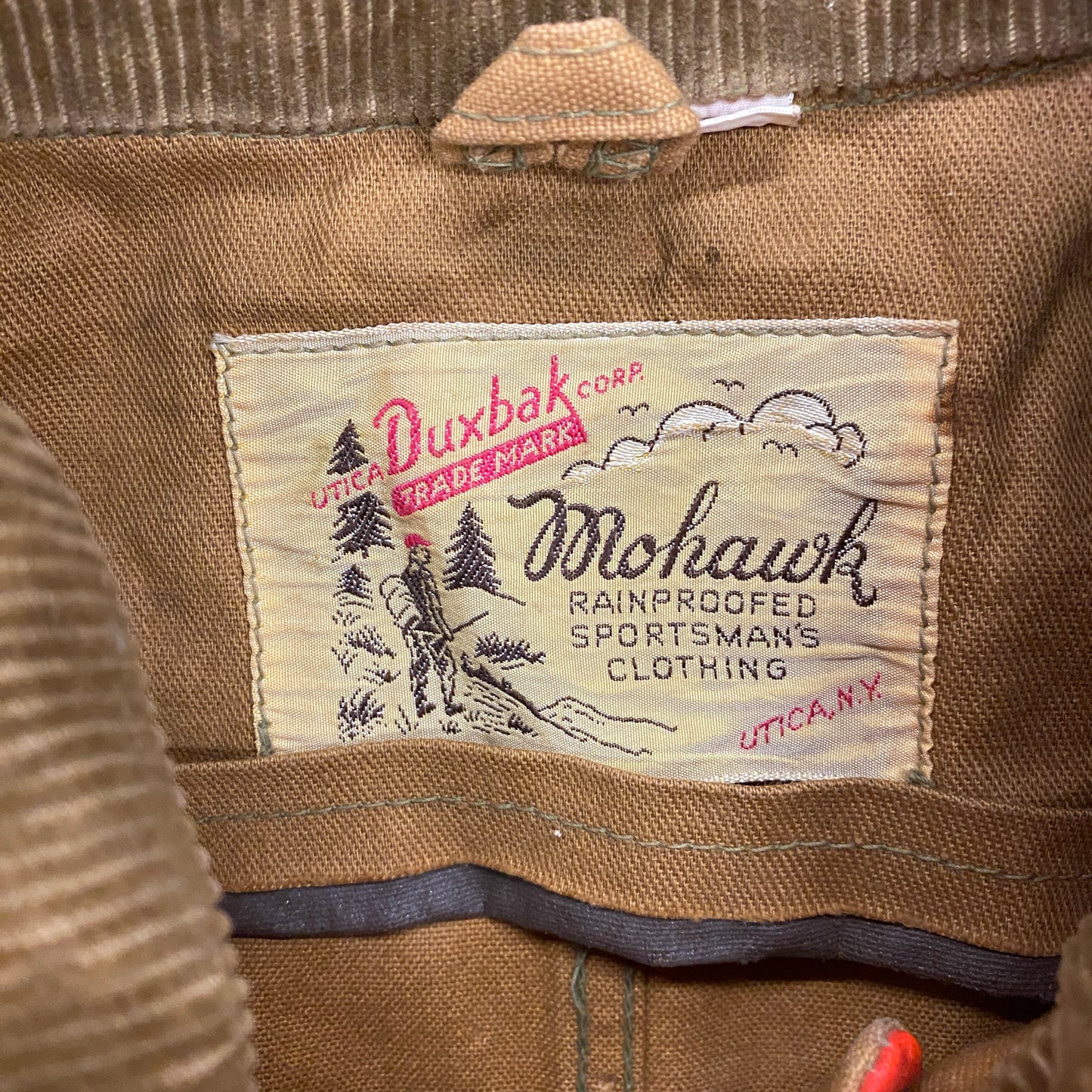 Vintage 60s/70s Utica Made Duxbak Canvas & Blaze Orange Jacket - Size L/XL (42)
