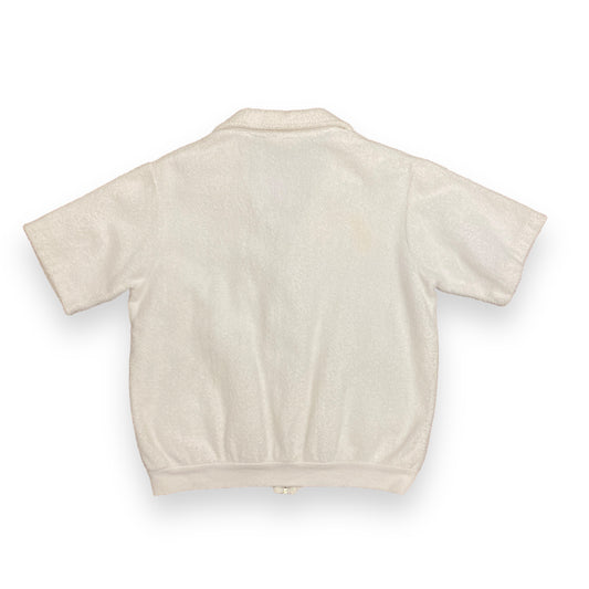 Vintage LL Bean Terry Cloth Zip Up Short Sleeve Shirt - Size Medium