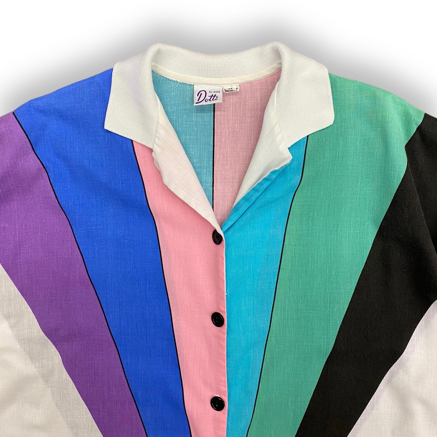 1980s Oversized Abstract Button Up Top by Dotti - Size Medium