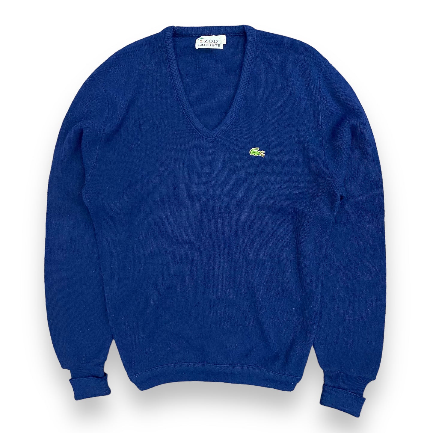Vintage 1960s Izod Lacoste Navy Blue V-Neck Sweater - Size Large