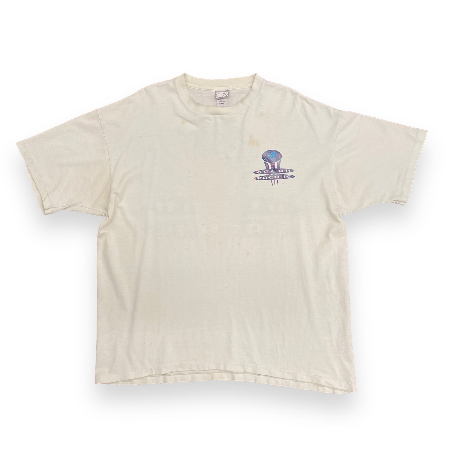 Vintage 1990s Thrashed Ocean Pacific Graphic Tee - Size XL (Fits Large)