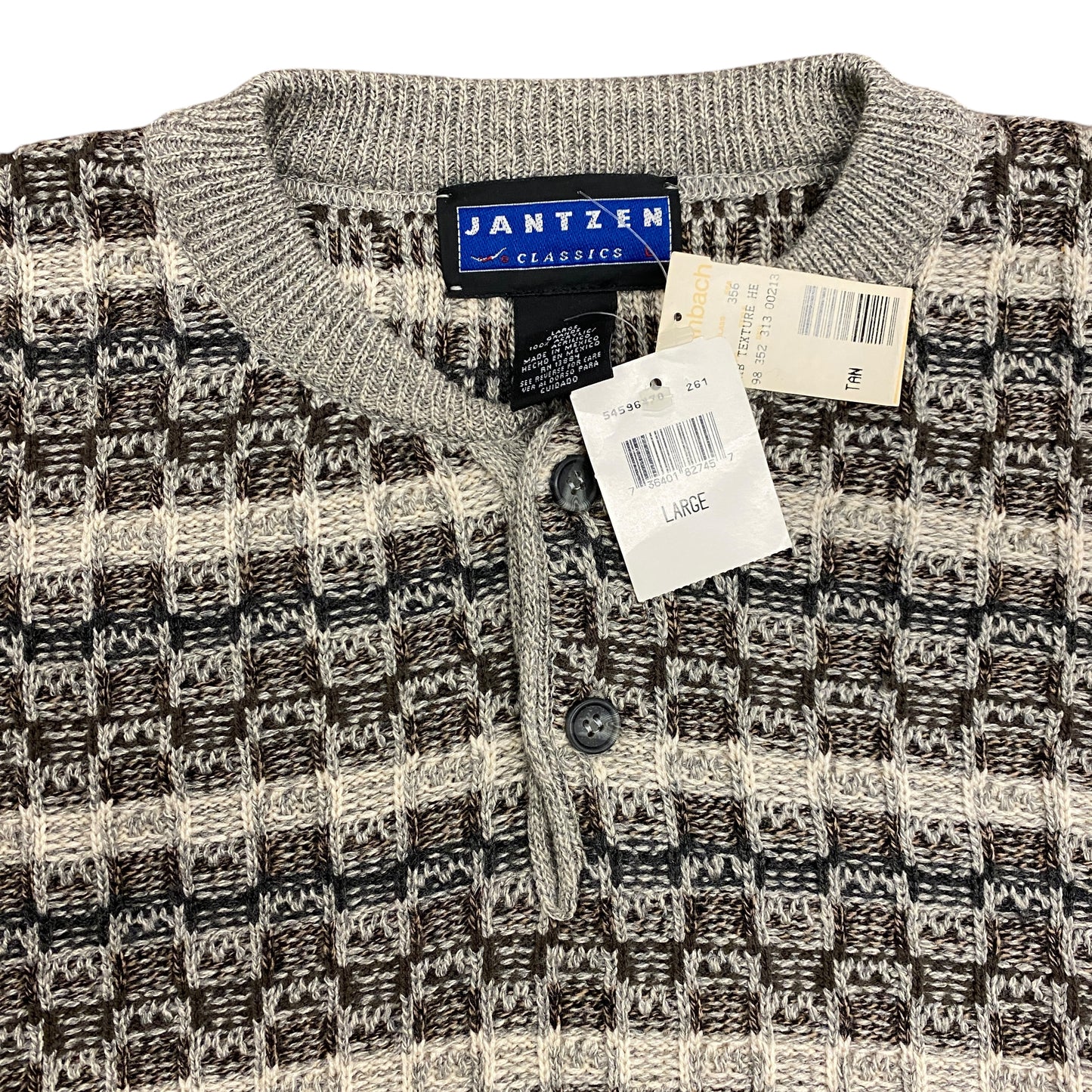 NWT 1990s Jantzen Knit Henley Sweater - Size Large