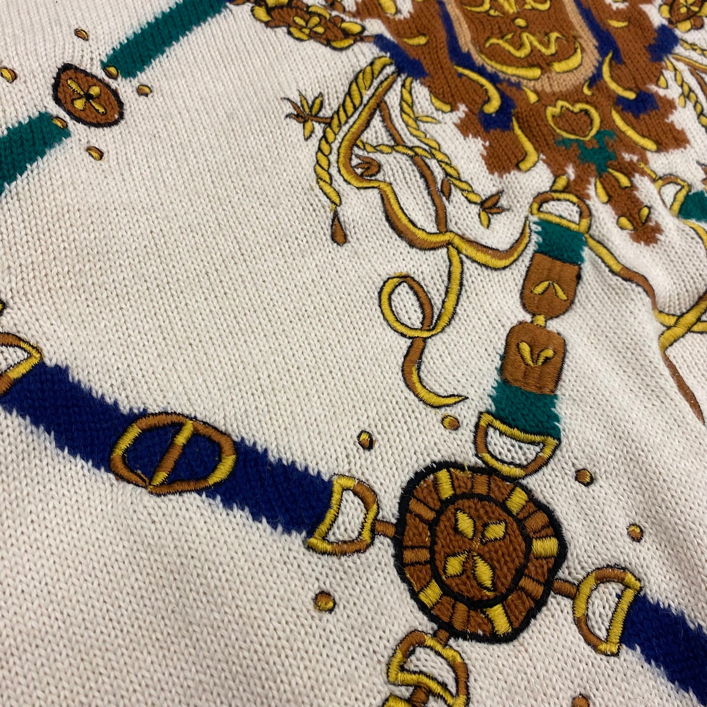 Vintage 90s Wool Blend Embroidered Sweater - Size XL