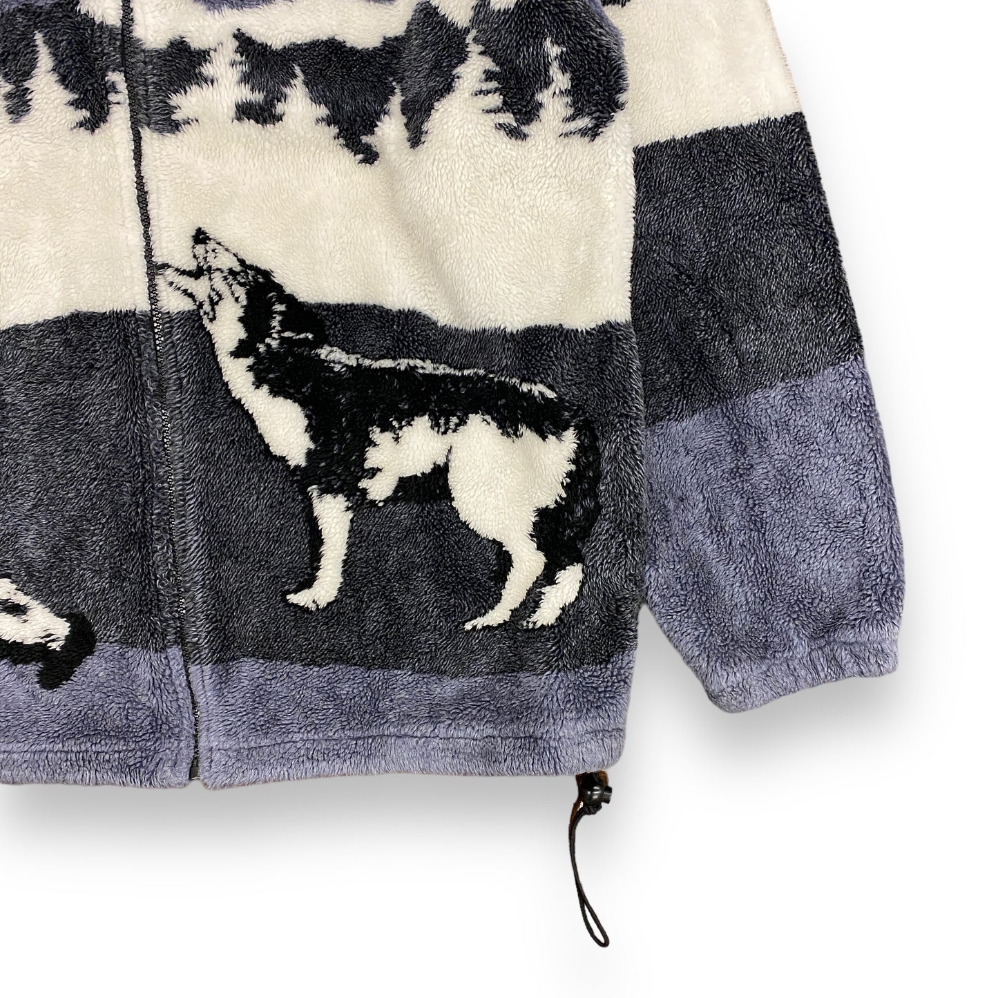 Vintage 90s All Over Print Wolf Fleece Jacket - Size Large