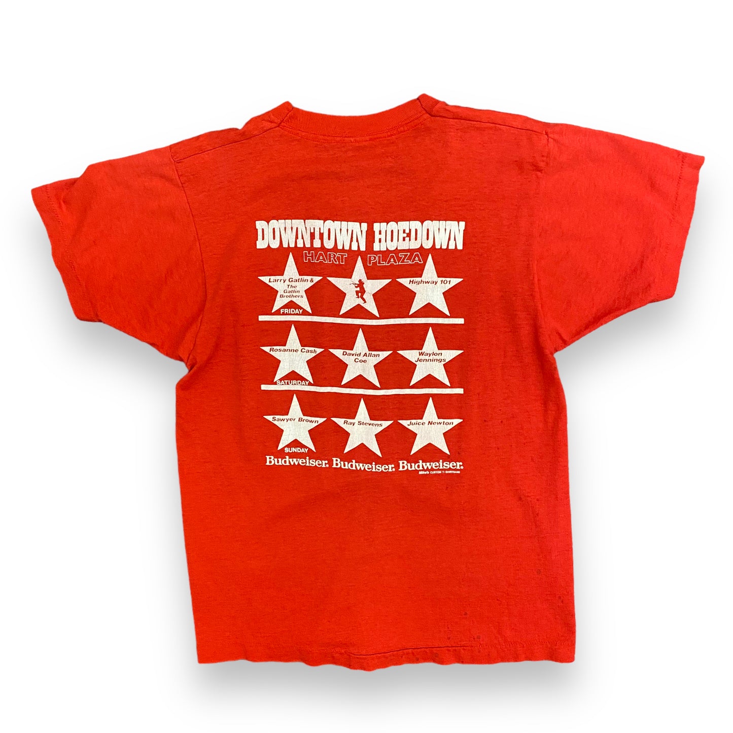 Vintage 1988 Budweiser "Downtown Hoedown" Red Tee - Size Medium