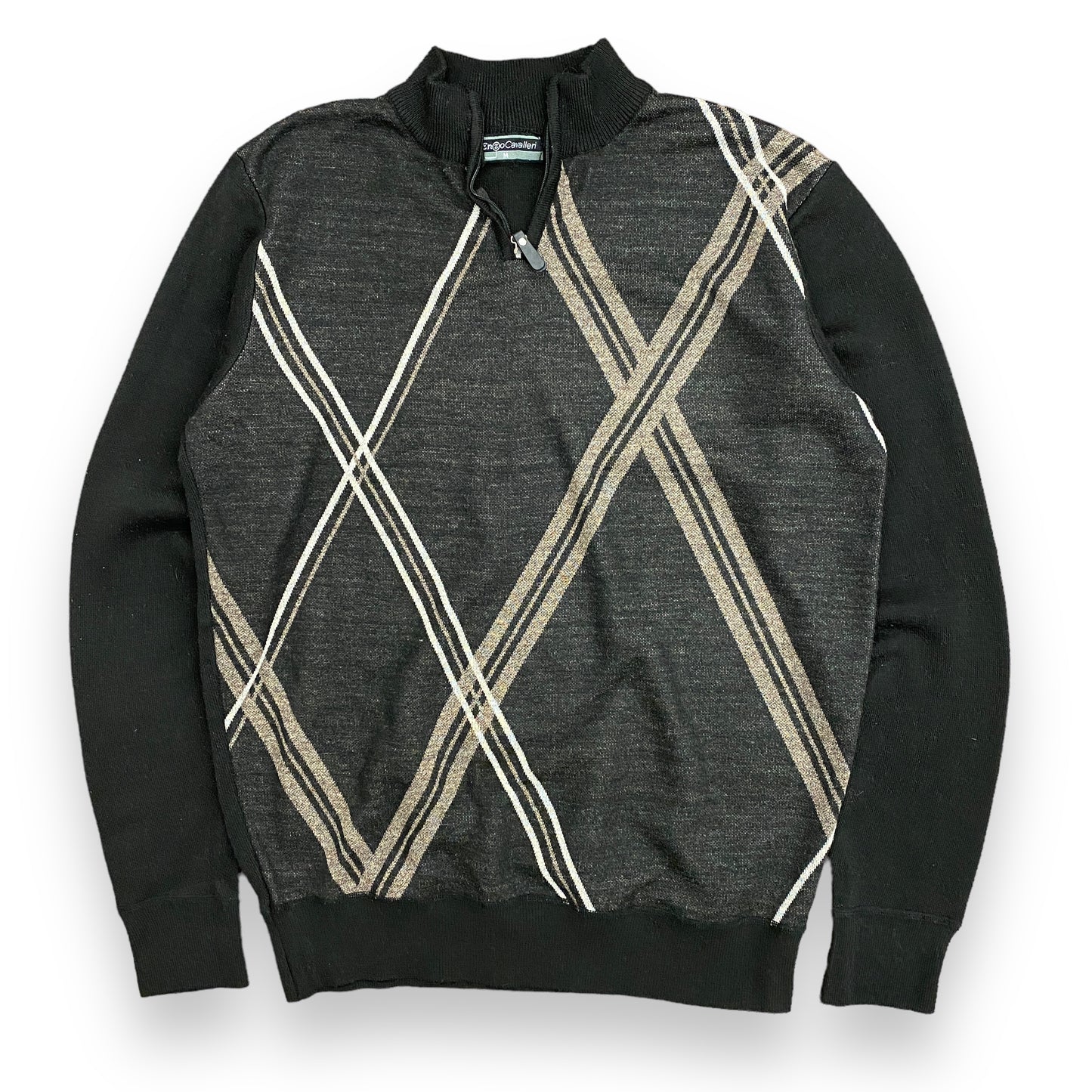 Enzo Cavalleri Geometric Knit Quarter Zip - Size Medium