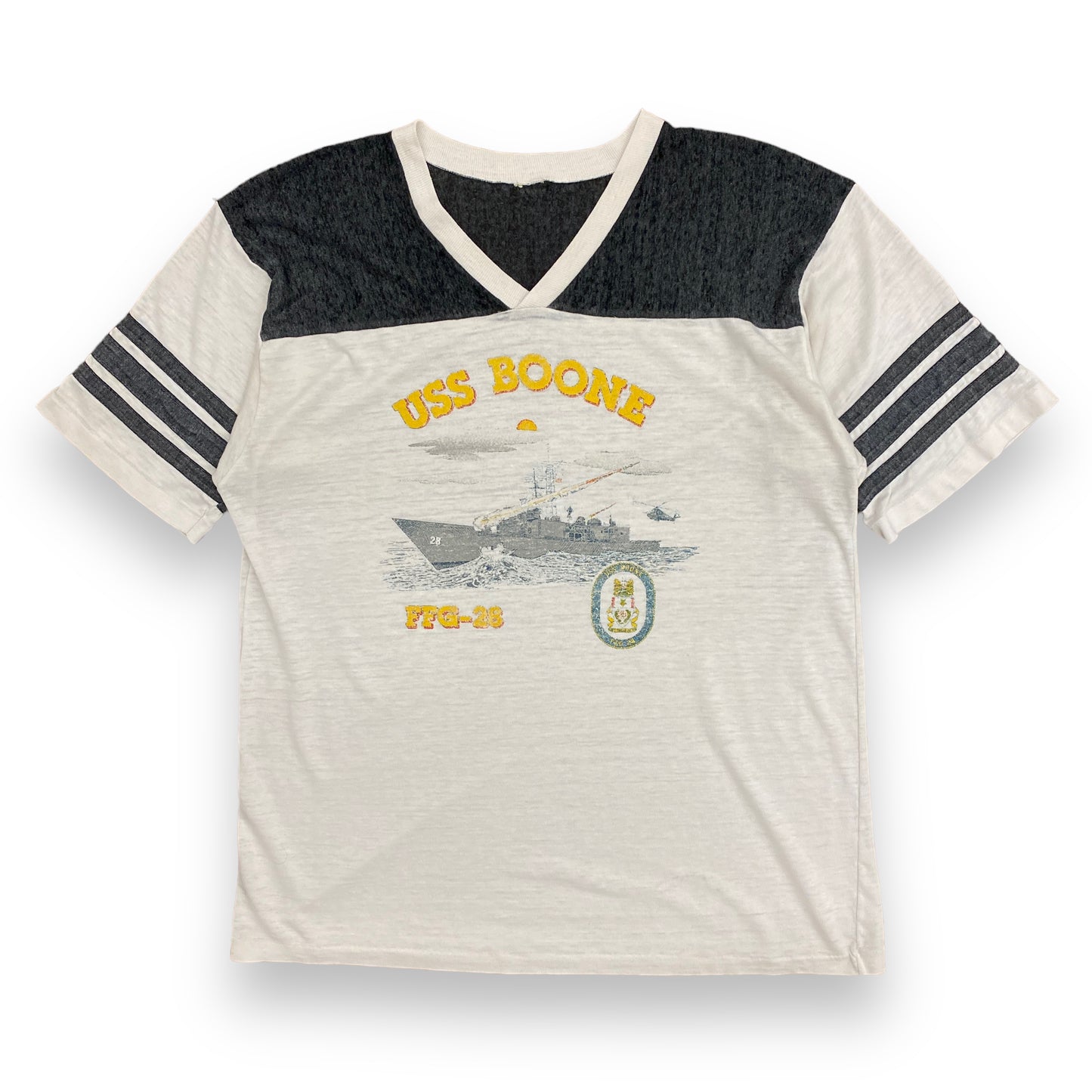 Vintage Early 1980s USS Boone Navy Ship Tee - Size XL