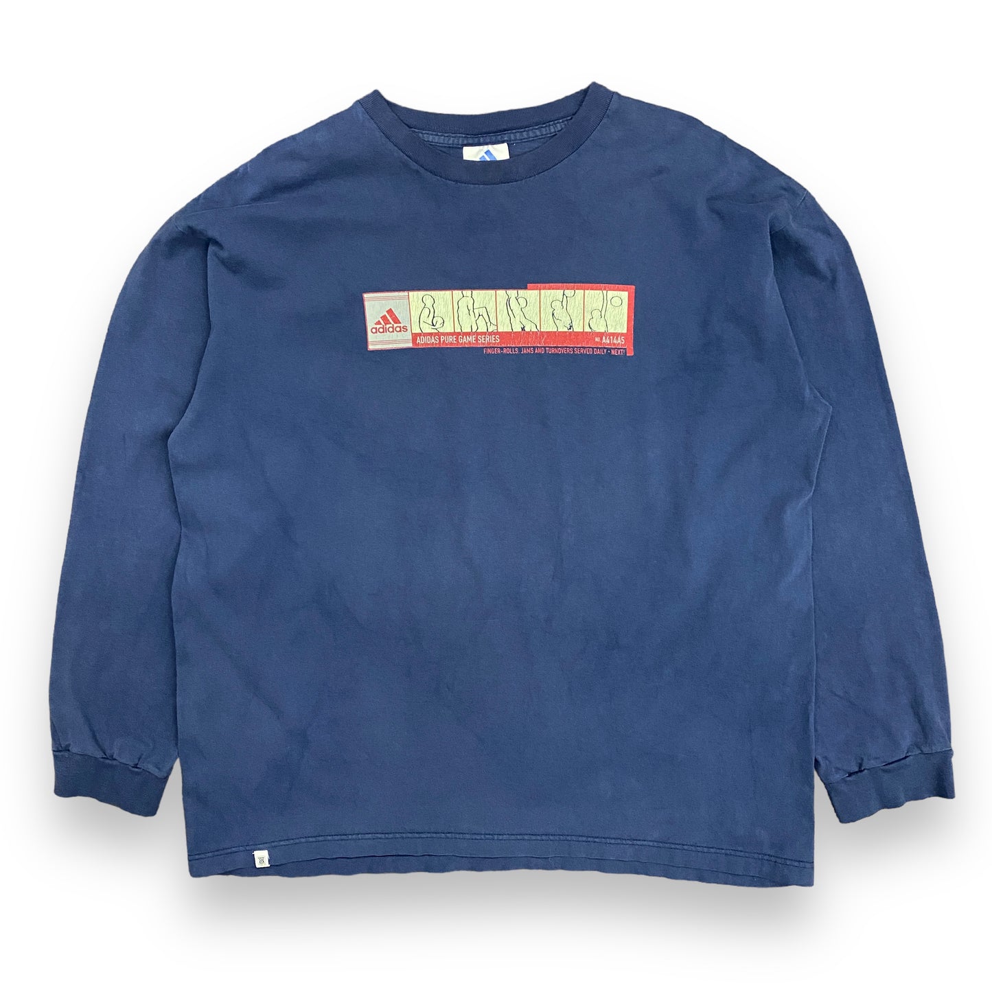 Y2K Adidas Basketball Navy Blue Long Sleeve Shirt - Size XL