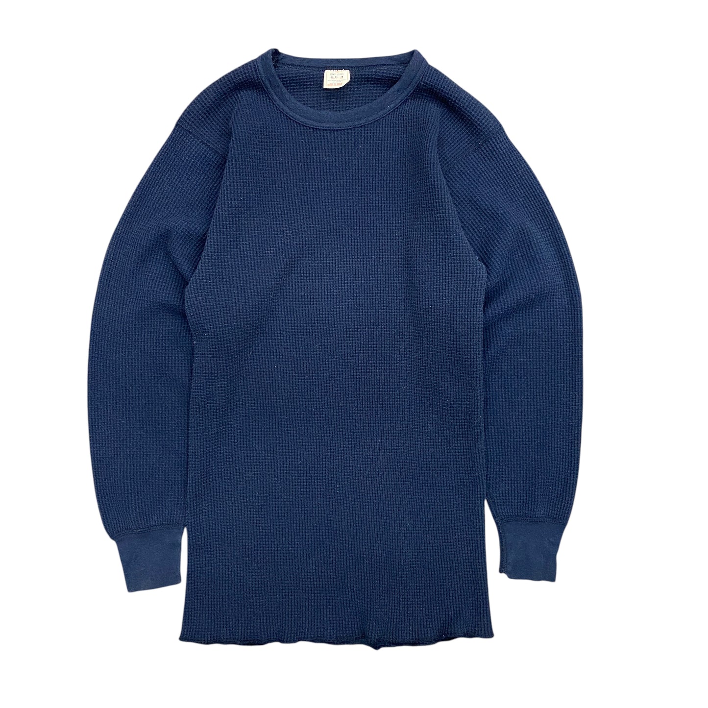 1990s Navy Blue Waffle Knit Thermal Shirt - Size XL