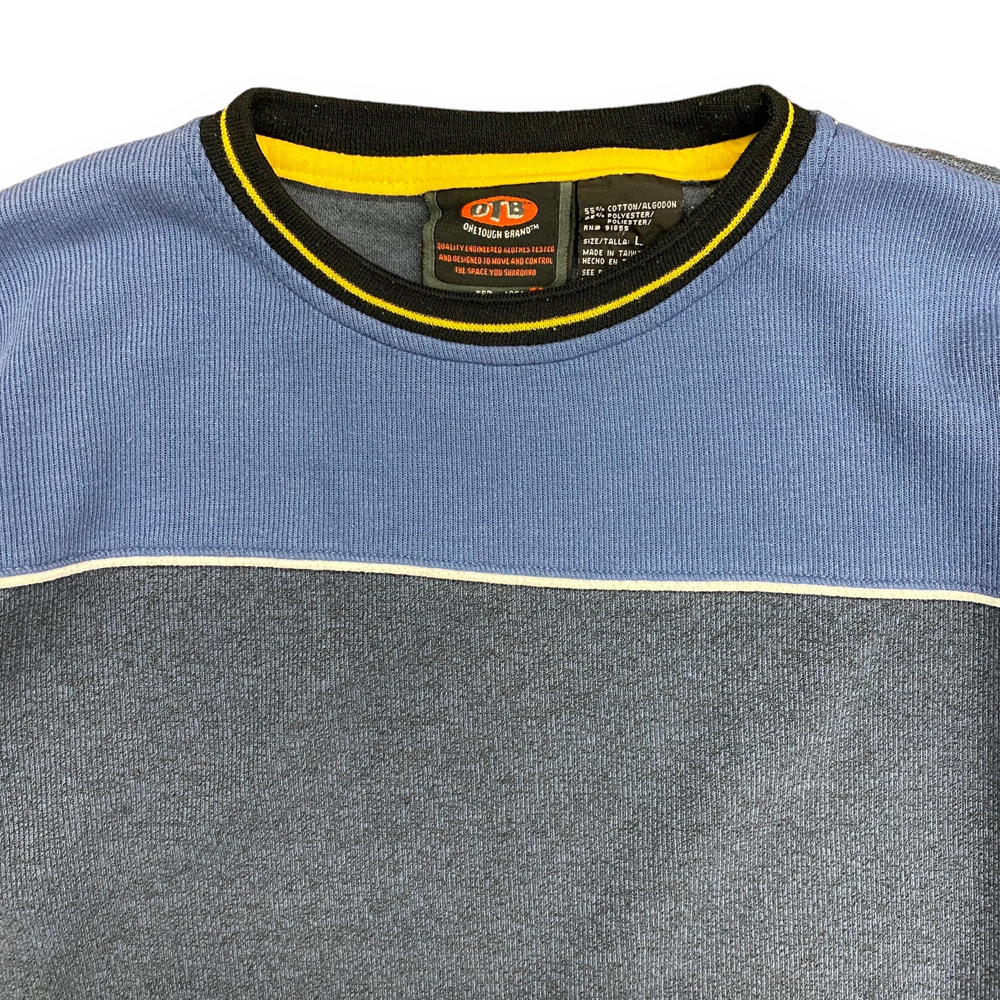 Vintage Blue Color-Blocked Long Sleeve Shirt - Size Large