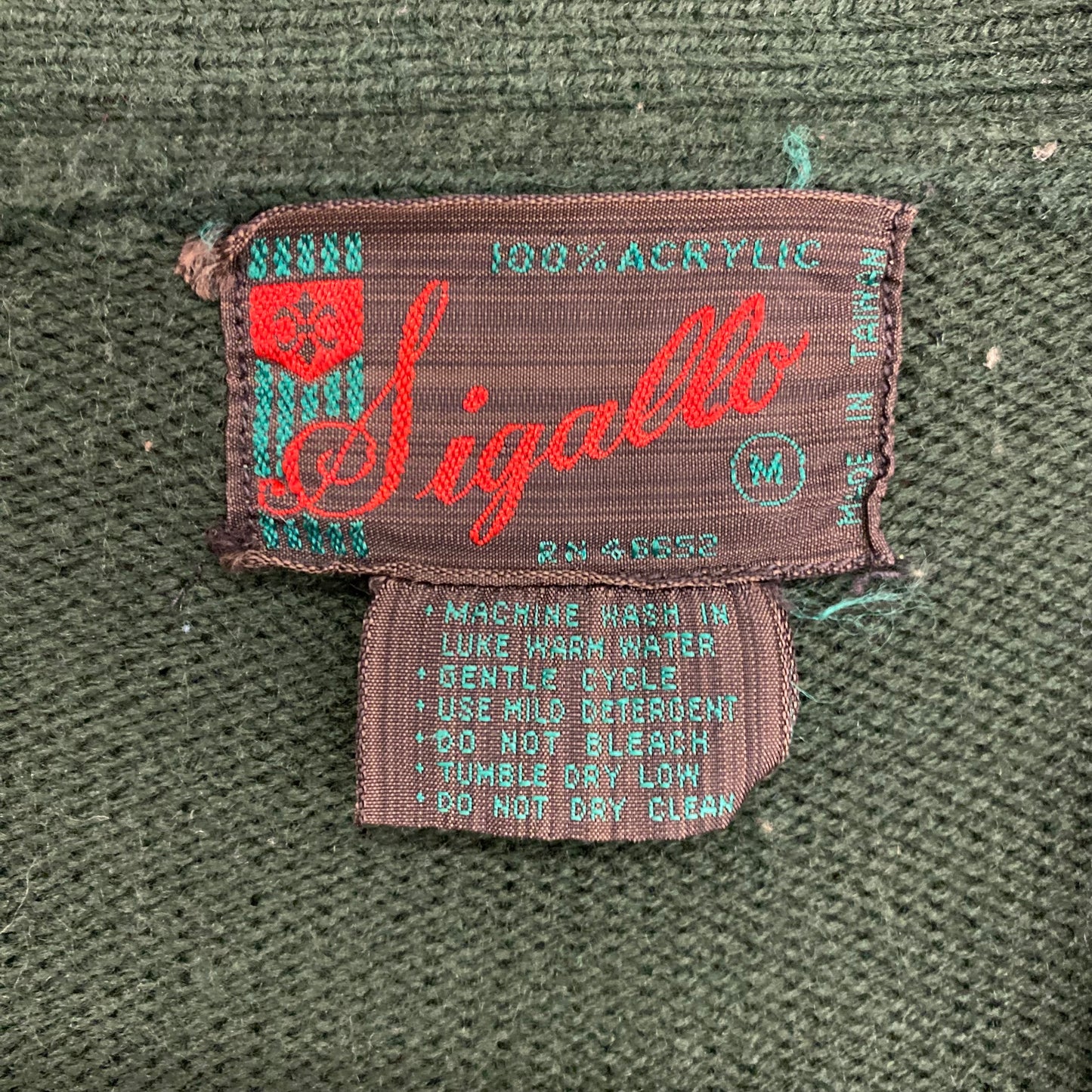 1980s Forest Green Knit Cardigan Sweater - Size Medium