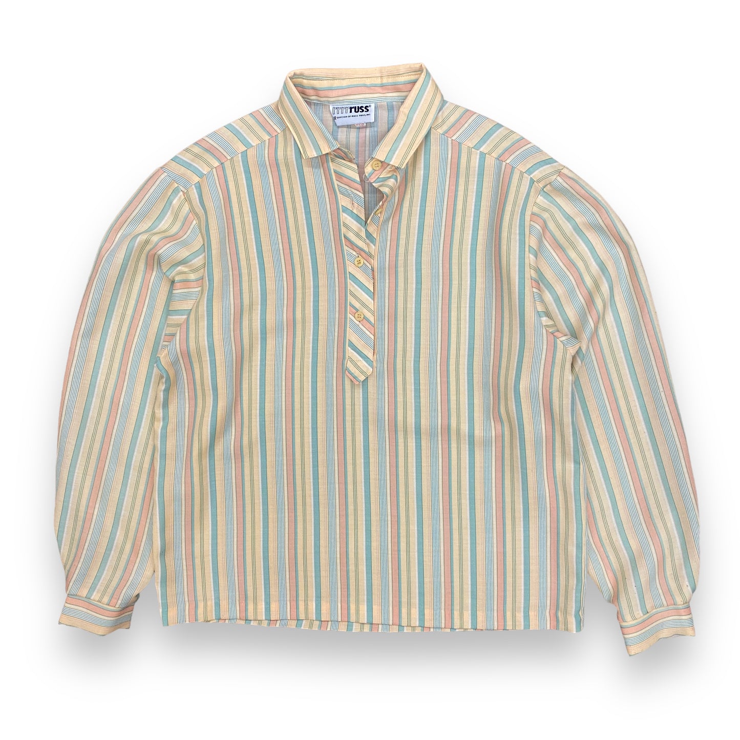 NWT 1980s rrrrruss Striped Half Button Shirt - Size M/L