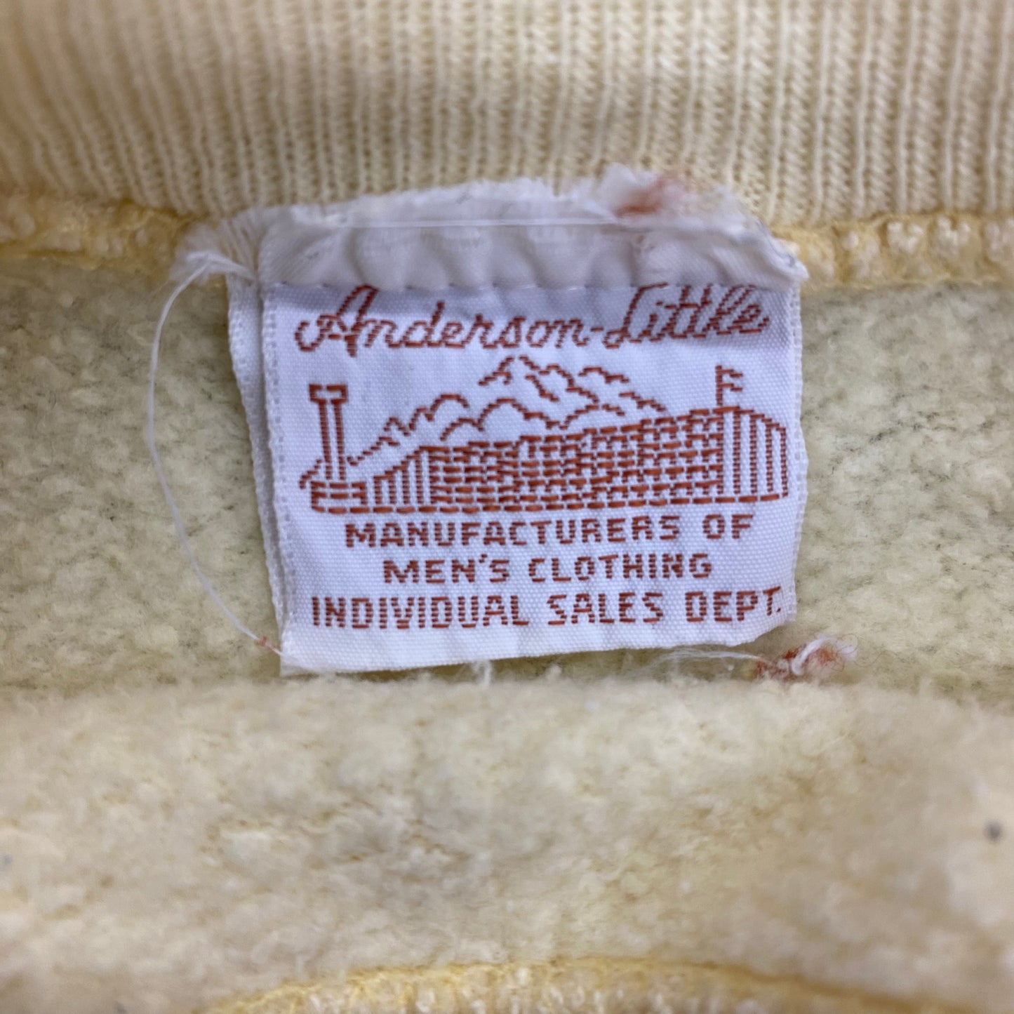 1960s/1970s Anderson-Little Light Yellow Short Sleeve Sweatshirt - Size Medium