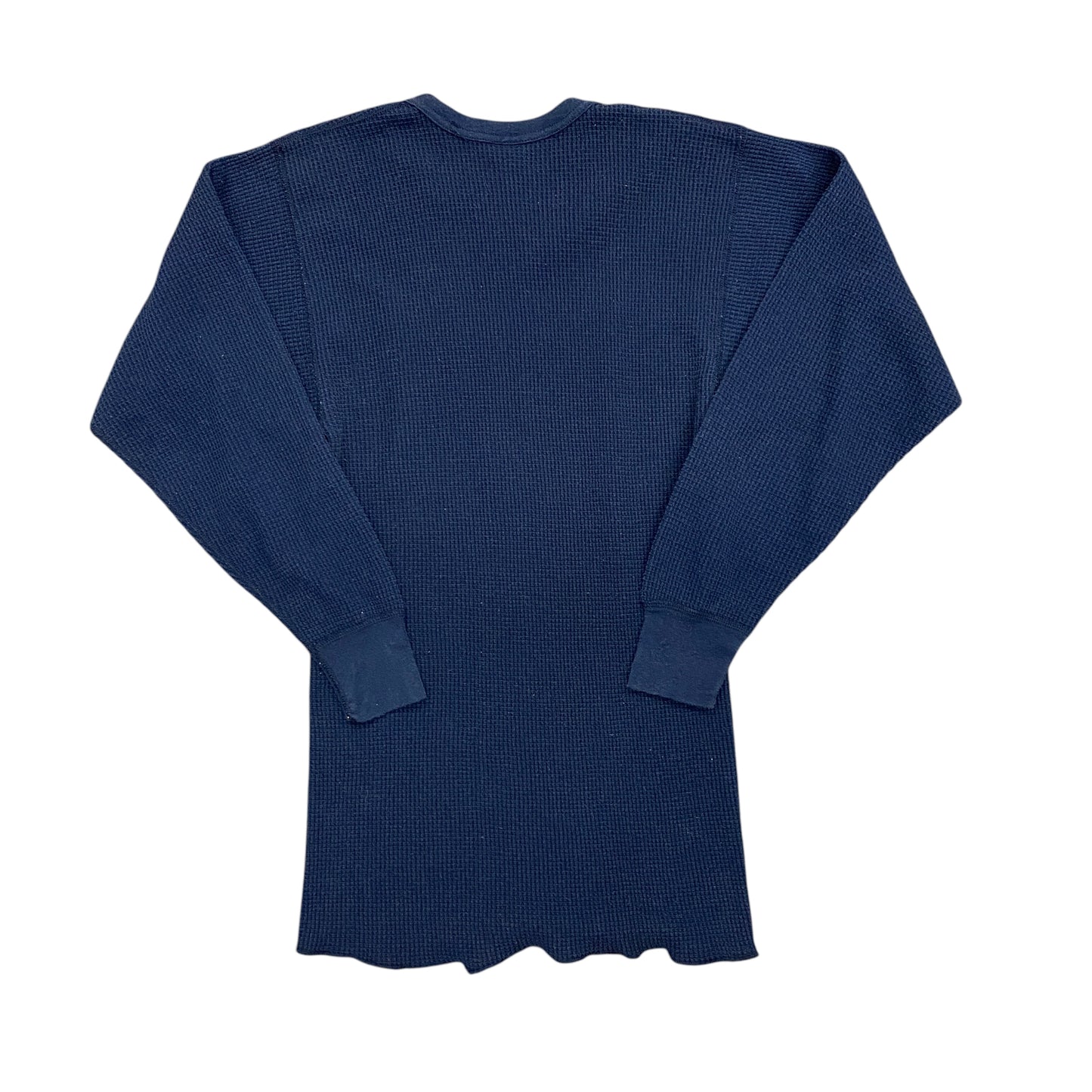 1990s Navy Blue Waffle Knit Thermal Shirt - Size XL