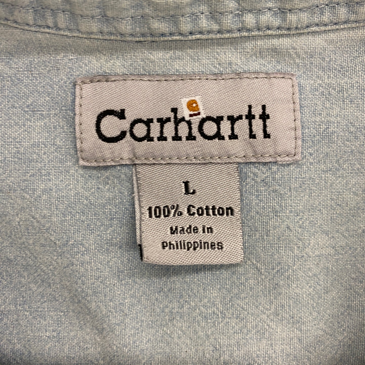 Y2K Carhartt Light Wash Denim Short Sleeve Button Up - Size Large