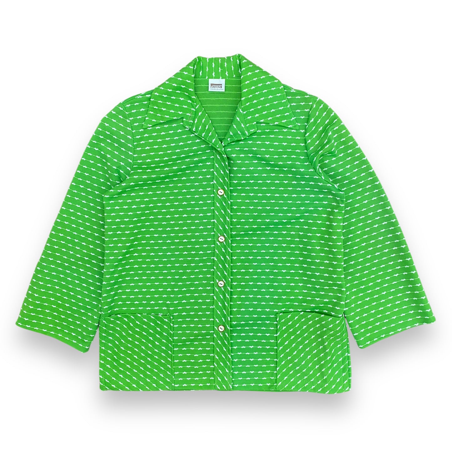 1970s Montgomery Ward Double Knit Light Button Up Jacket - Size Medium