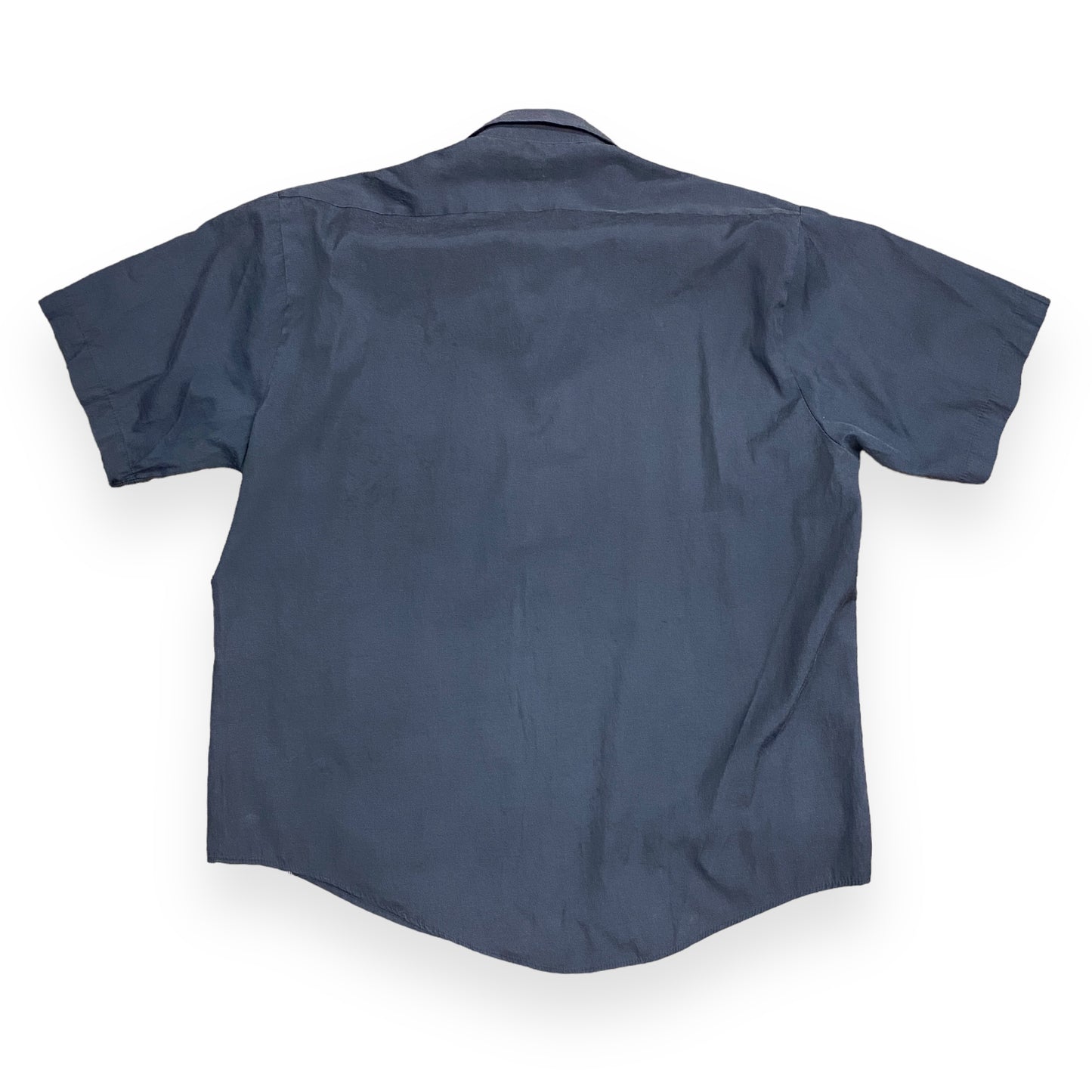 Vintage 80s Navy Blue Short Sleeve Button Up - Size XL