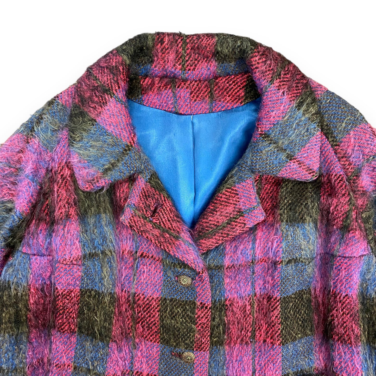 1970s Bardolino Mohair Plaid Coat - Size Medium/Large