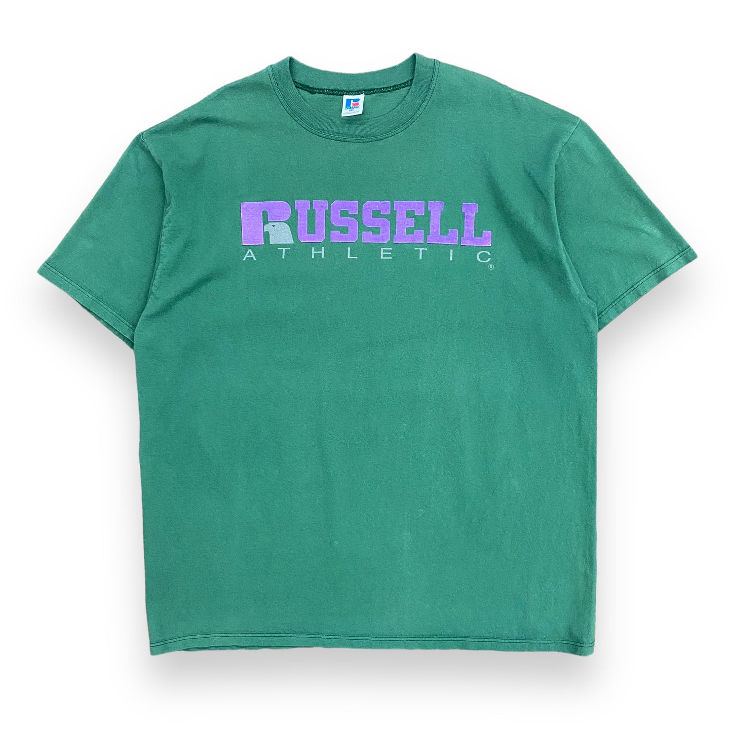 1990s Russell Athletic Green Logo Tee - Size XXL