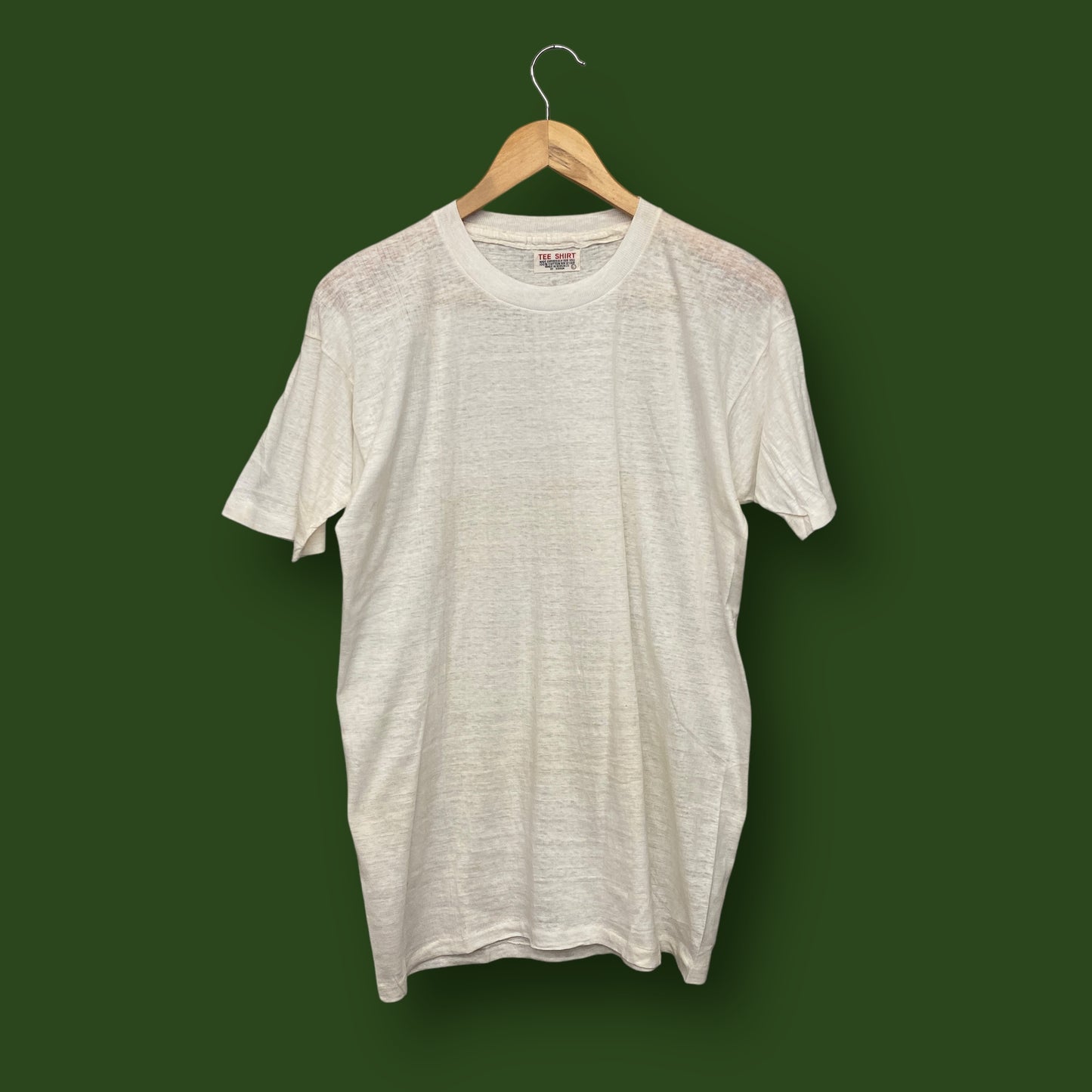 1970s White Single Stitch Tee - Size Large
