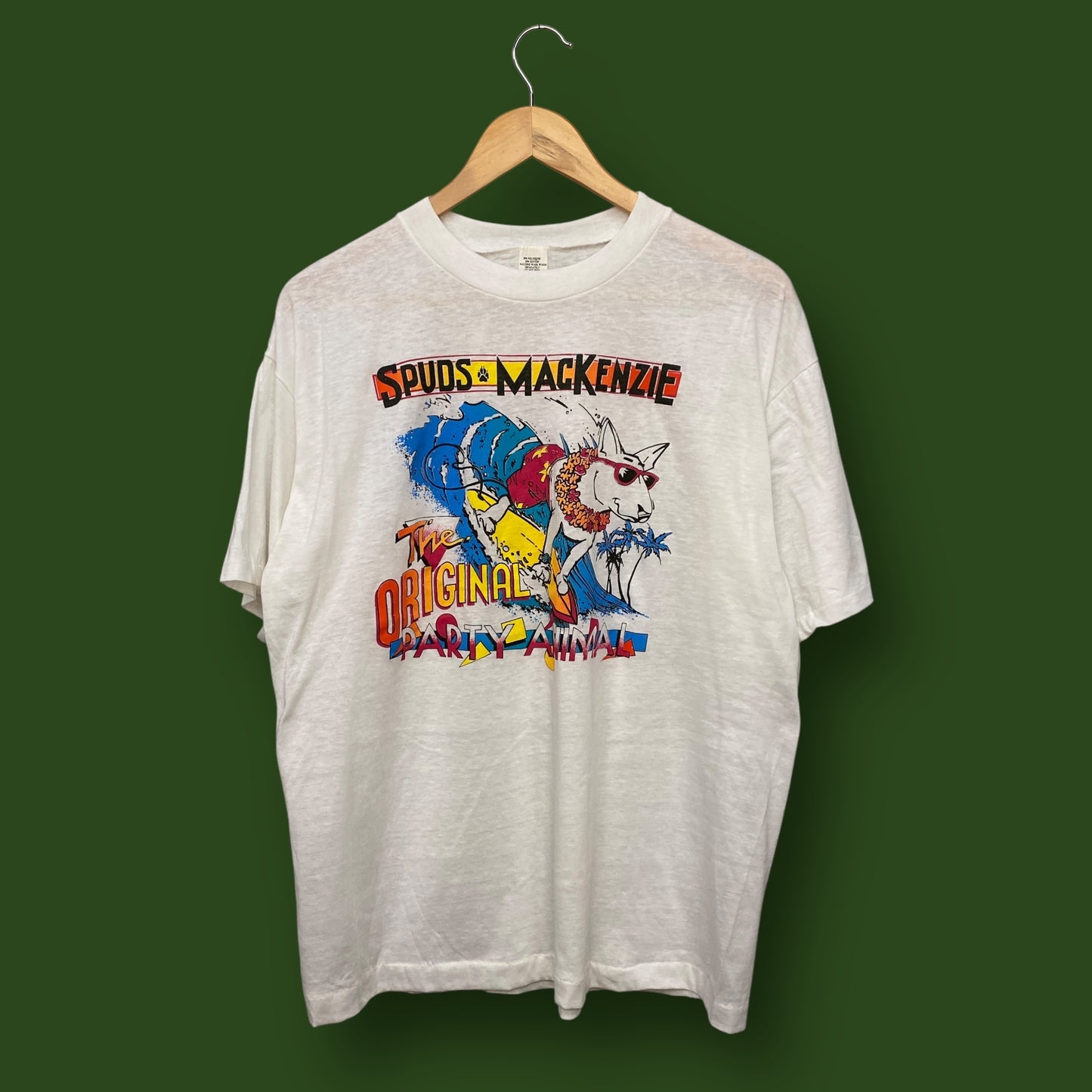 1980s Spuds MacKenzie x Budweiser "Party Animal" Tee - Size XL