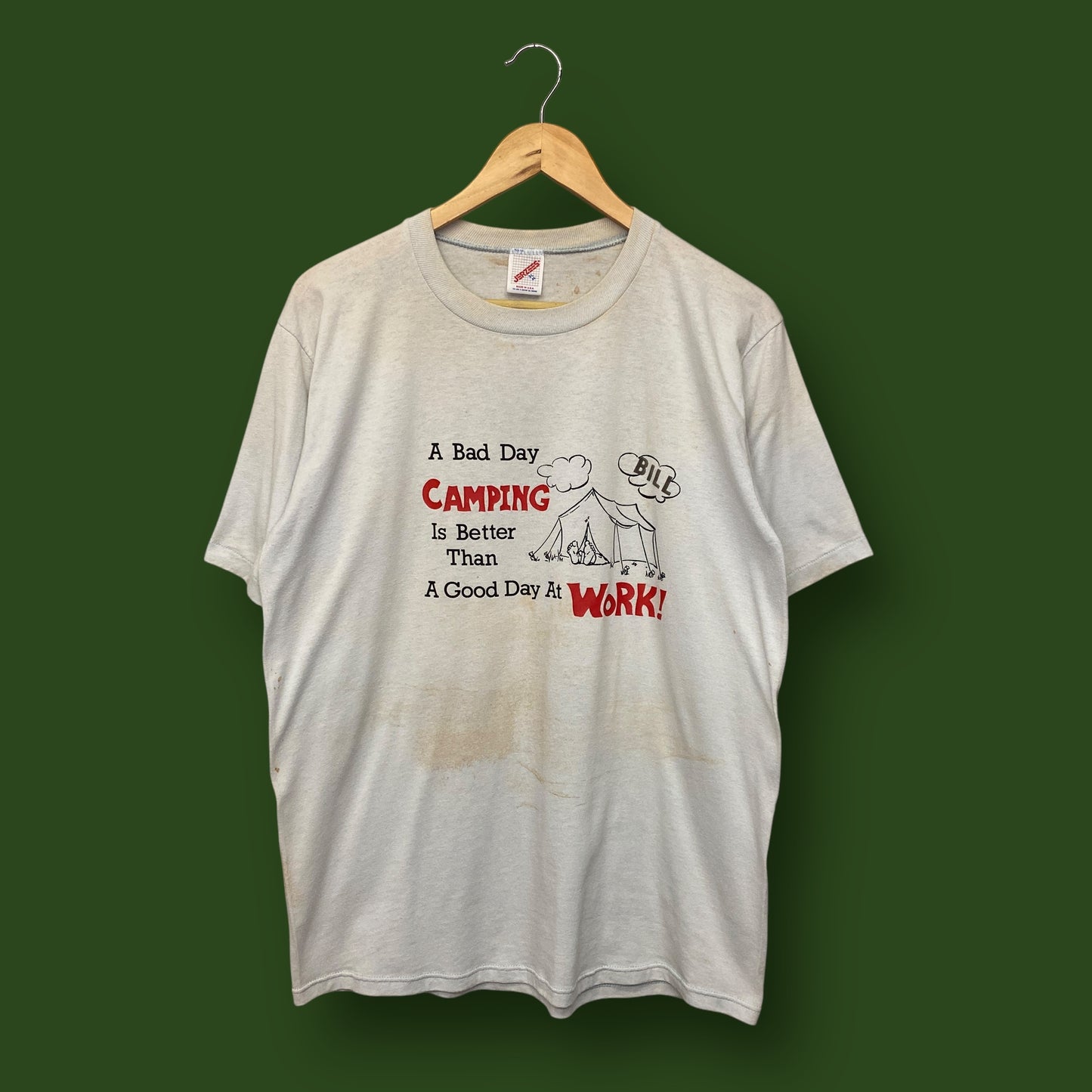 1990s "A bad day camping is better than a good day at work" Tee - Size XL