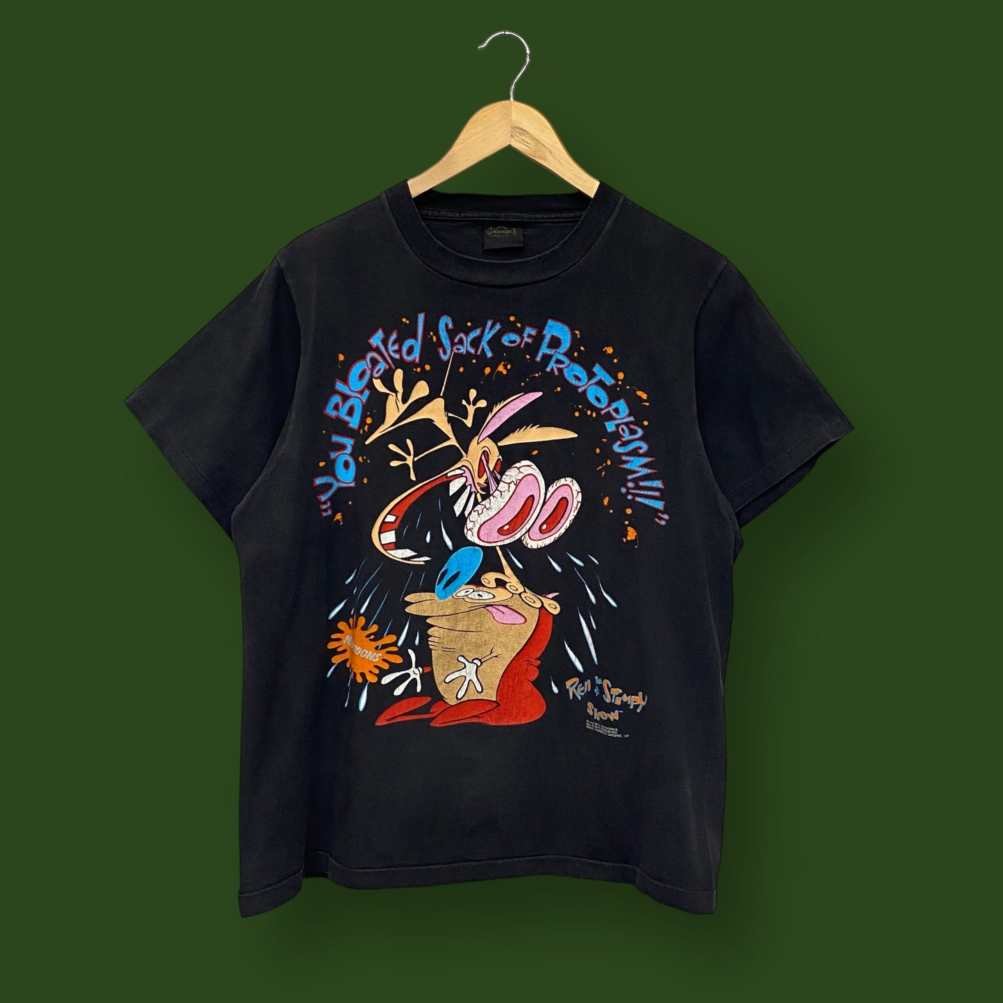 1992 Ren & Stimpy Show Nicktoons Cartoon Tee - Size Large