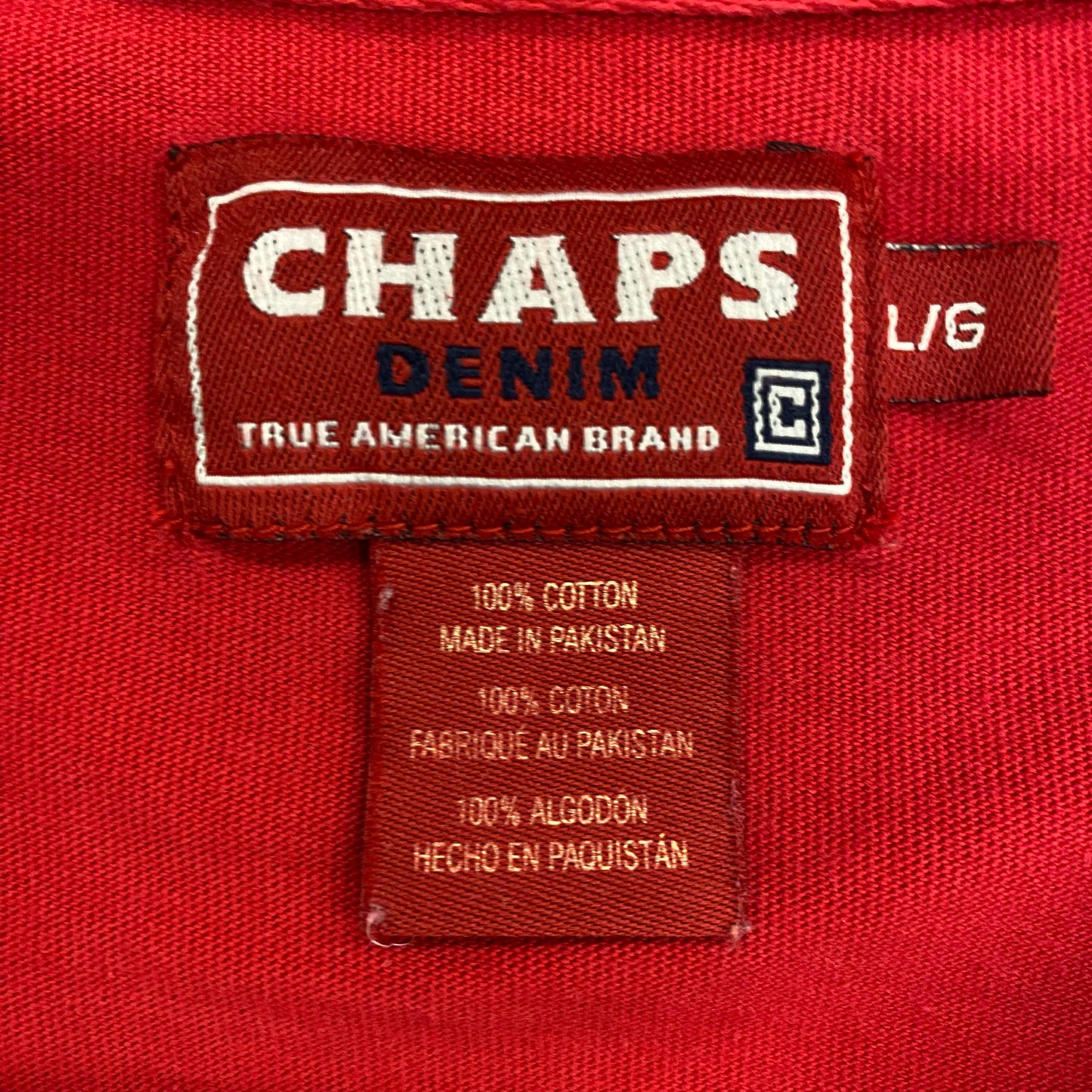 Early 2000s Chaps Denim Red Tee w/ Built in Sleeves - Size Large