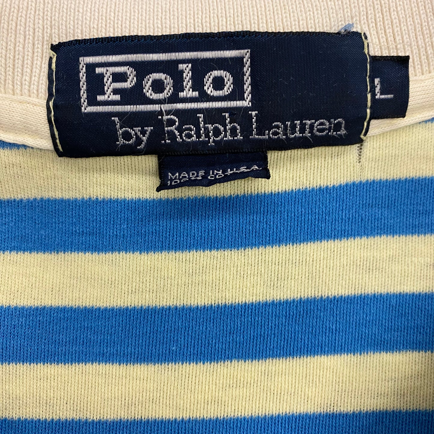 Vintage 90s Polo by Ralph Lauren Made in USA Striped Yellow & Blue Polo - Size Large