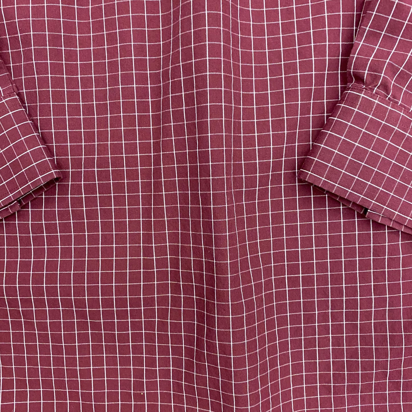 Vintage Monsieur by Givenchy Maroon Windowpane Button Up - Size Large (16)