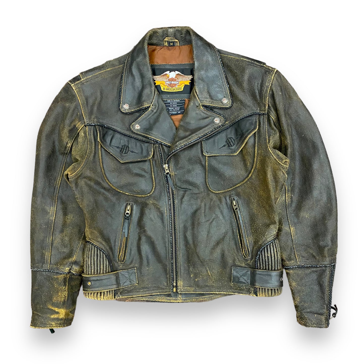 Harley Davidson Motorcycles Billings Brown Leather Riding Jacket - Size Medium