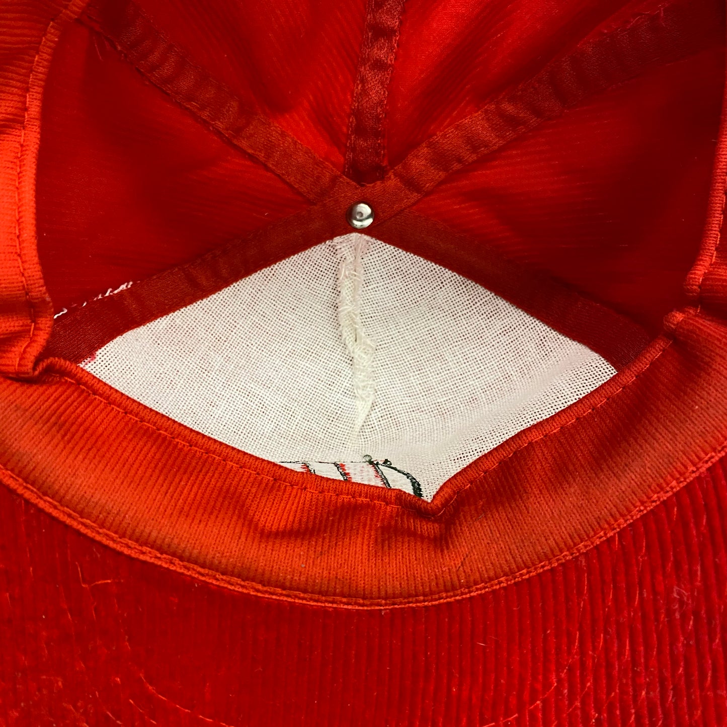 Vintage 1980s Utica Devils Red Corduroy Snapback