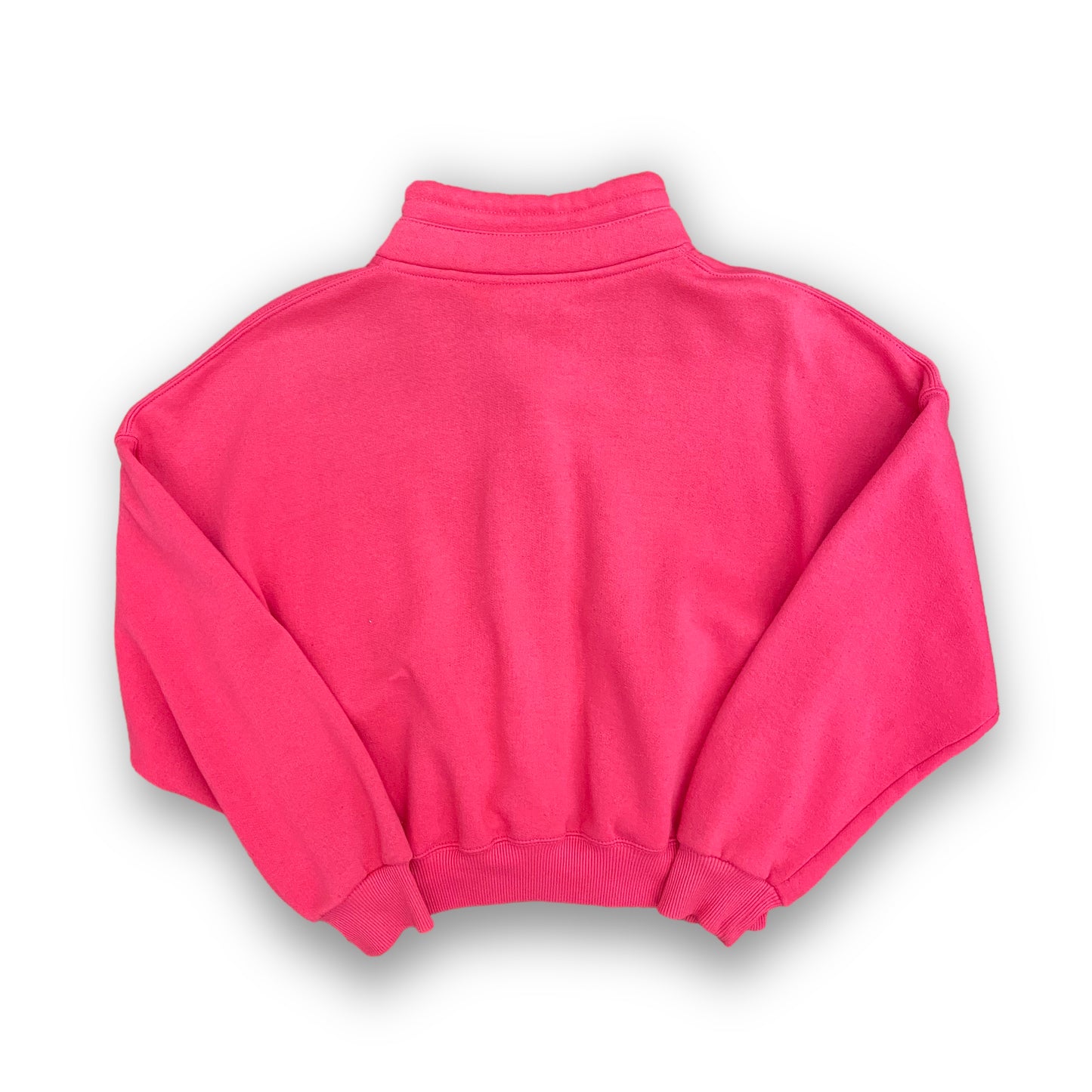 Vintage 1980s Cropped Pink Button Up Sweatshirt - Size Small