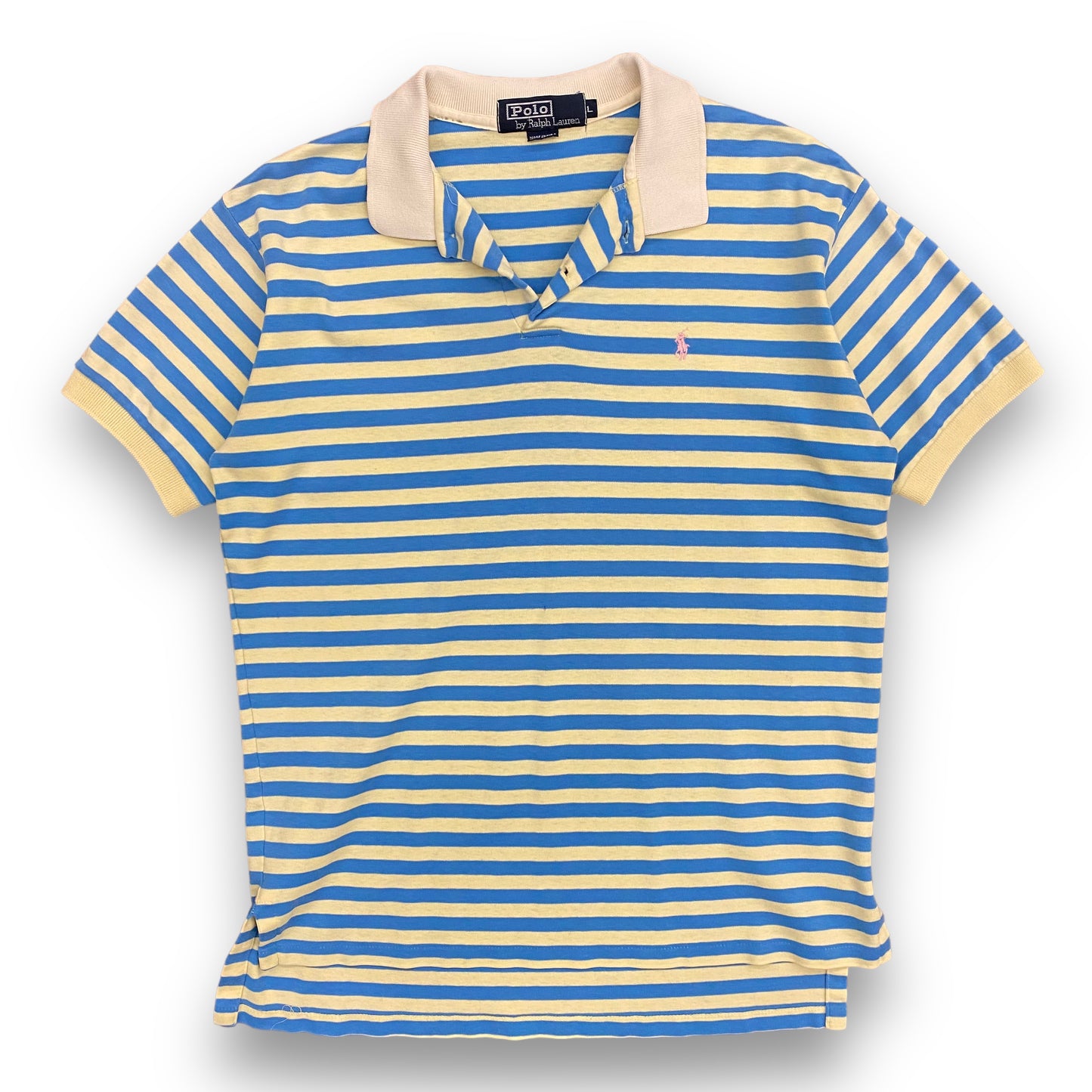 Vintage 90s Polo by Ralph Lauren Made in USA Striped Yellow & Blue Polo - Size Large