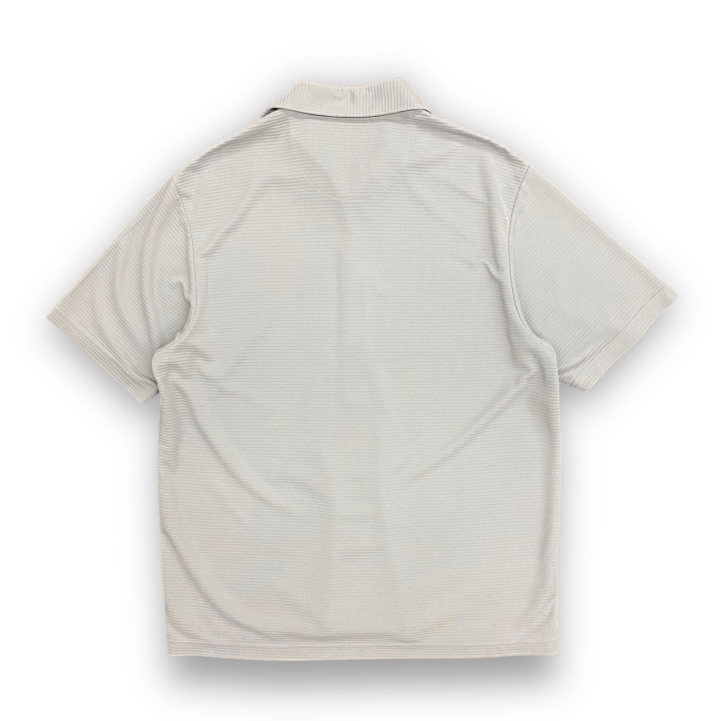Vintage Perry Ellis Gray Ribbed Short Sleeve Button Up - Size Large
