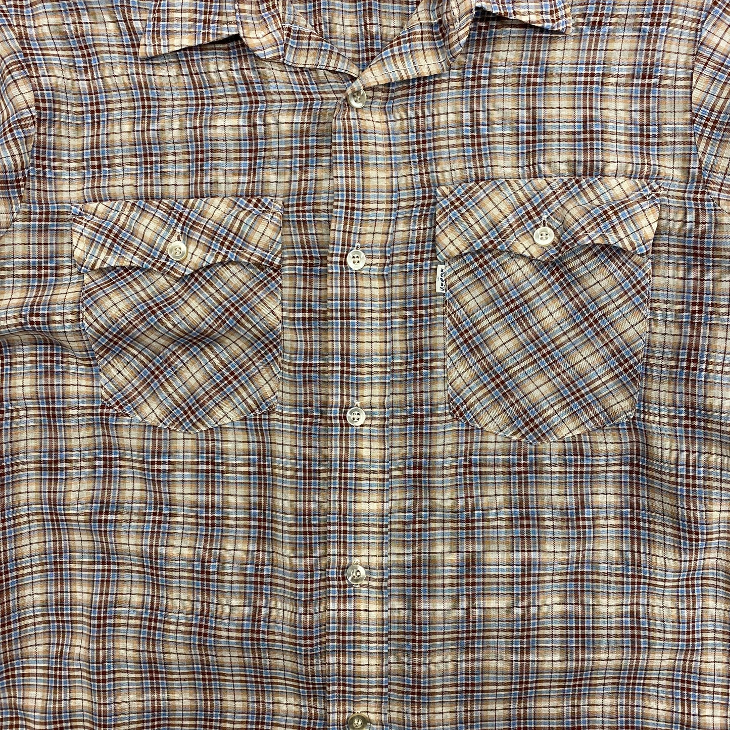 Vintage 1970s Levi's White Tab Plaid Button Up - Size Large