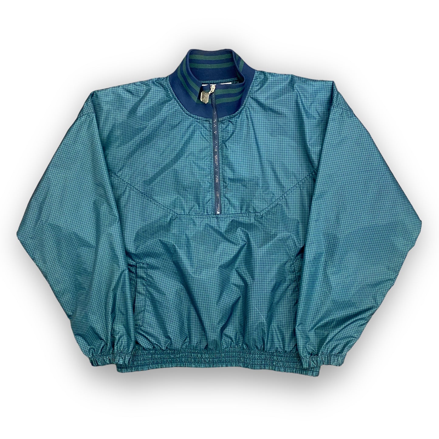 Vintage 90s Jerzees Blue & Green Quarter-Zip Windbreaker - Size Large