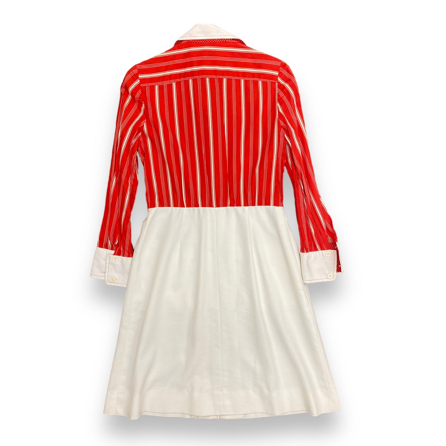 Vintage Red & White Striped Button Up Dress - Size Small/Medium