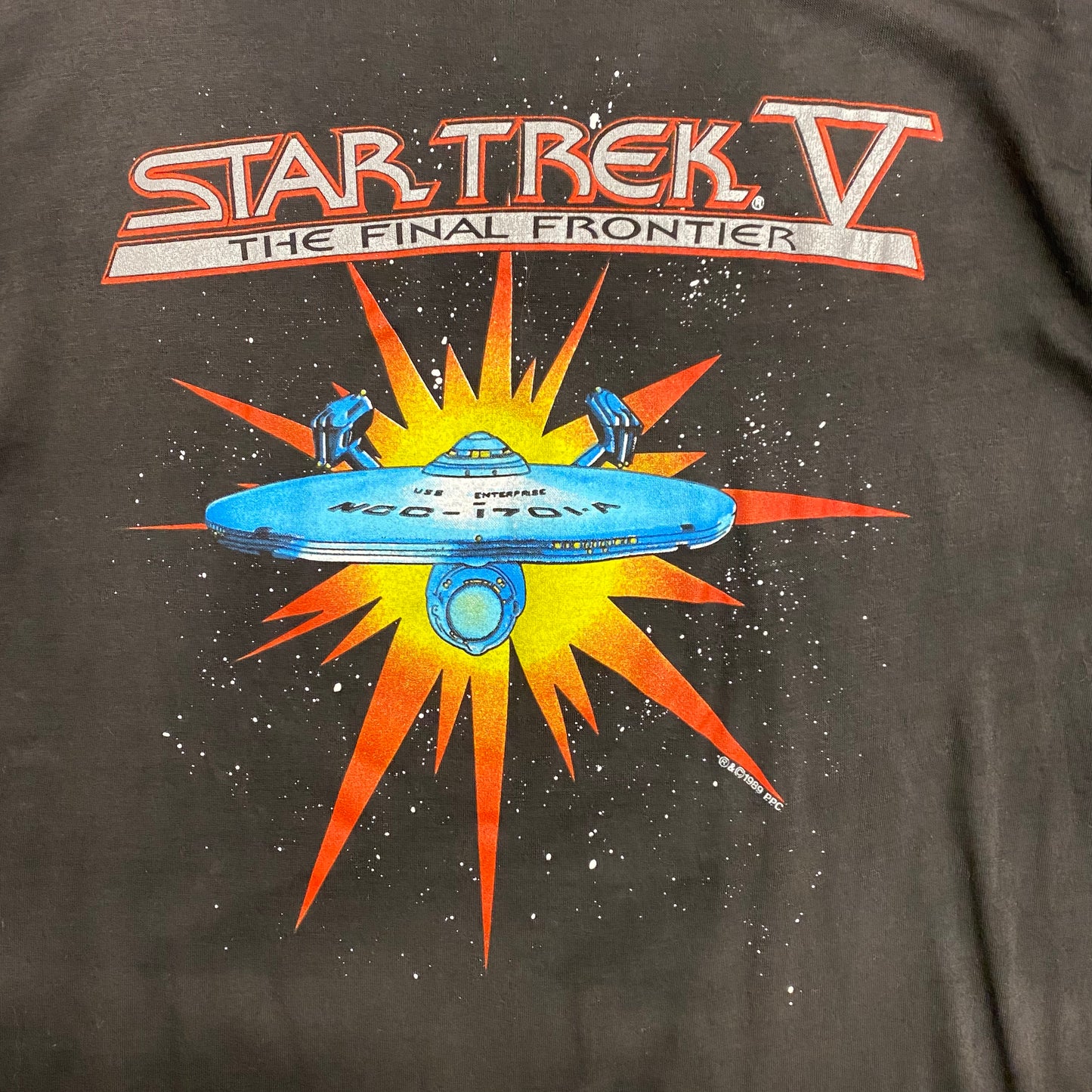 1989 Star Trek V: The Final Frontier Movie Promo Black Tee - Size Large