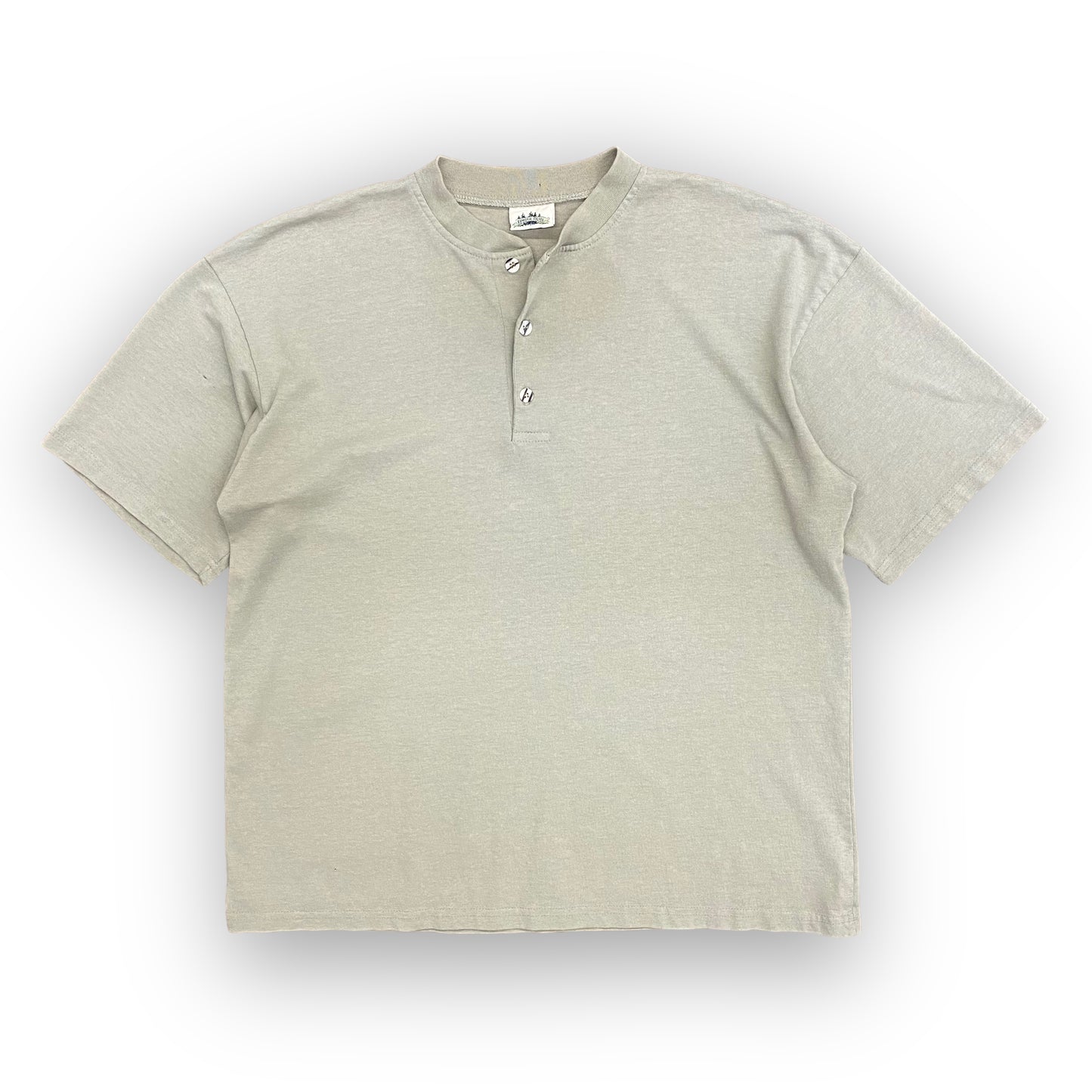 Vintage 1990s Sage Green Short Sleeve Henley - Size Large