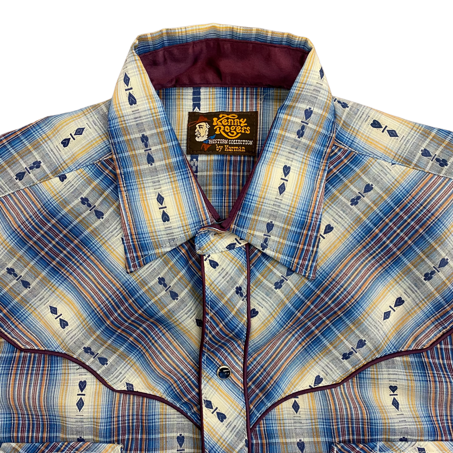 Vintage Kenny Rogers Western Snap Shirt with Satin Cuffs & Collar - Size Medium