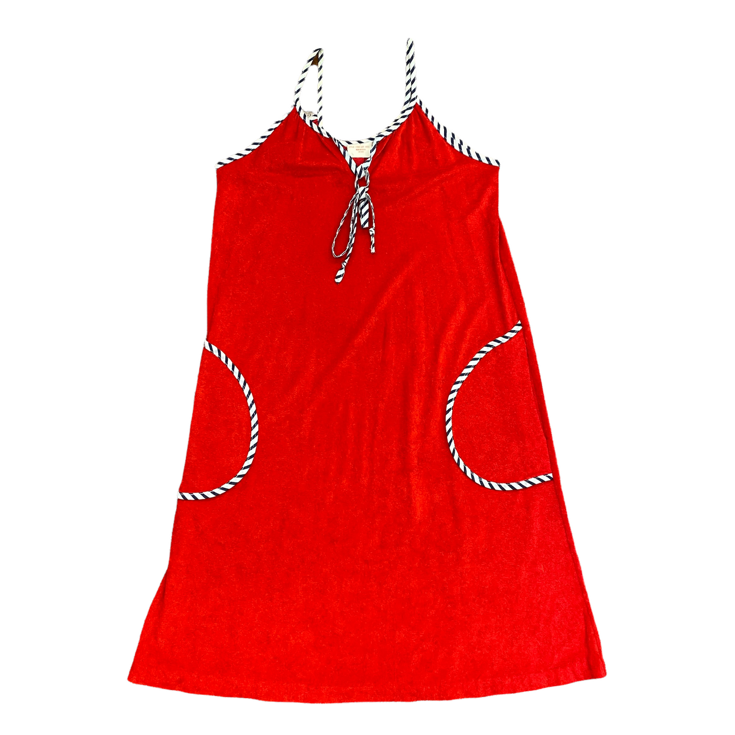 60s Red Terry Cloth Beach Dress - Size Small
