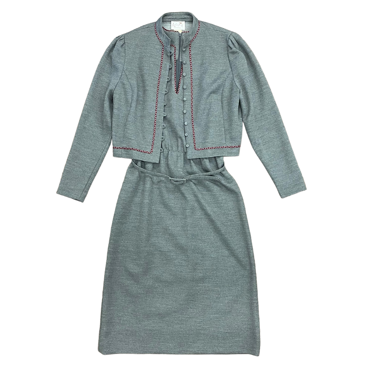 Vintage 3 - Piece Leslie Fay Gray Dress Set - Size 9