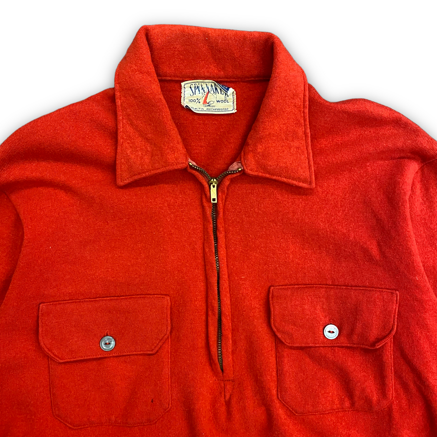 1960s Spinnaker Red Wool Sailing Shirt - Size Large