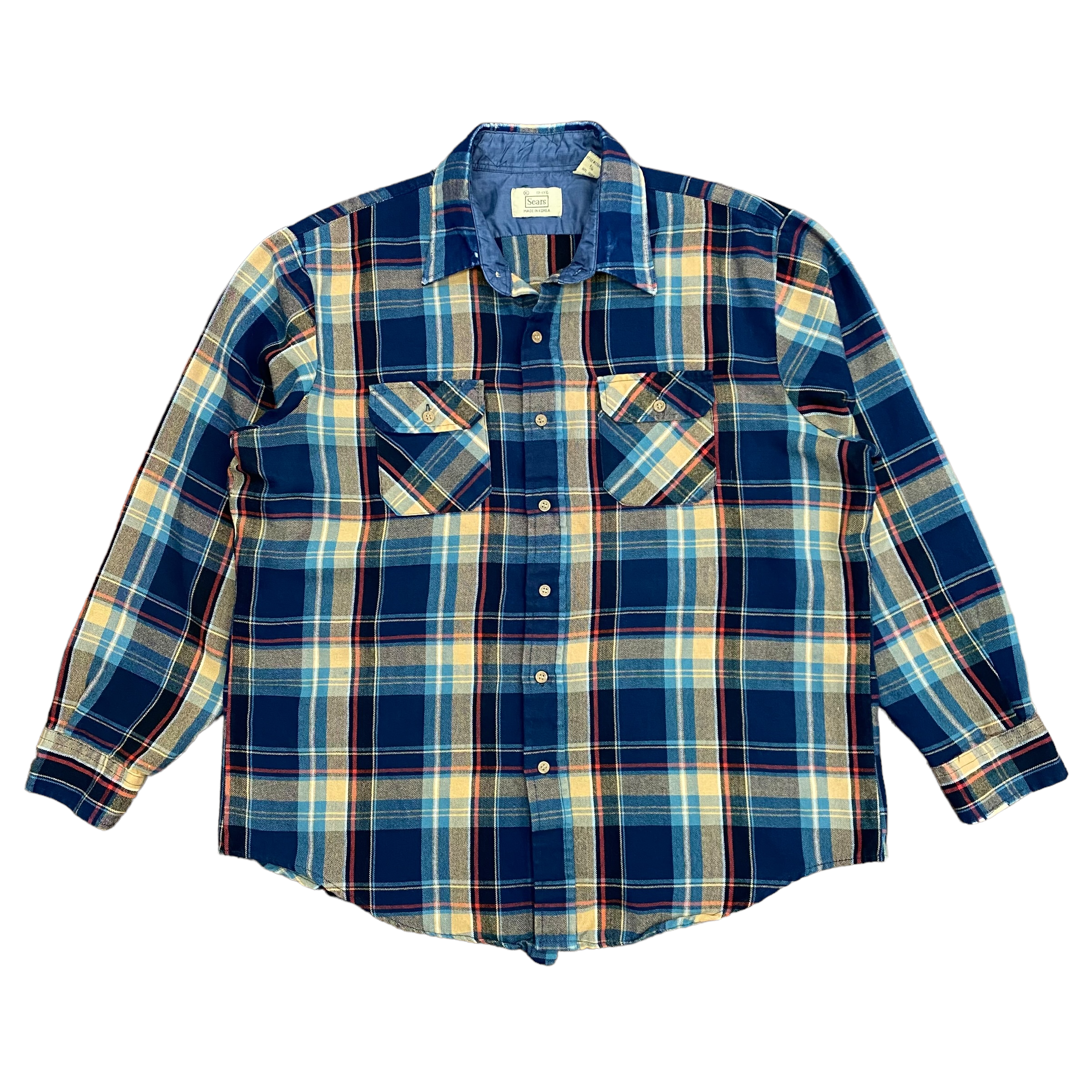 Vintage 80s Sears Blue Flannel Shirt - Size XL – Utica Vintage Club